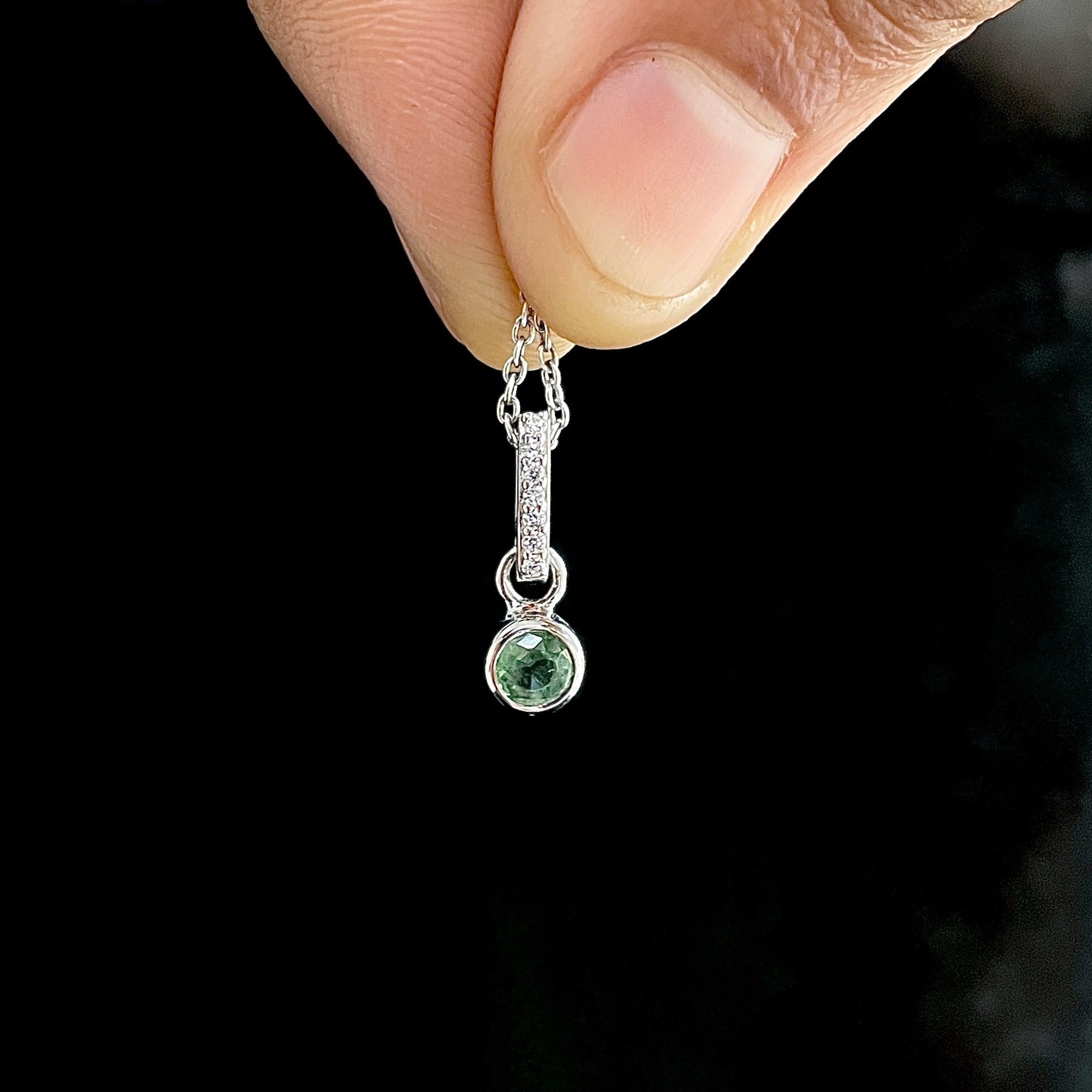 Green kyanite & White Topaz Pendant-(KYN-SP-999B-G.)