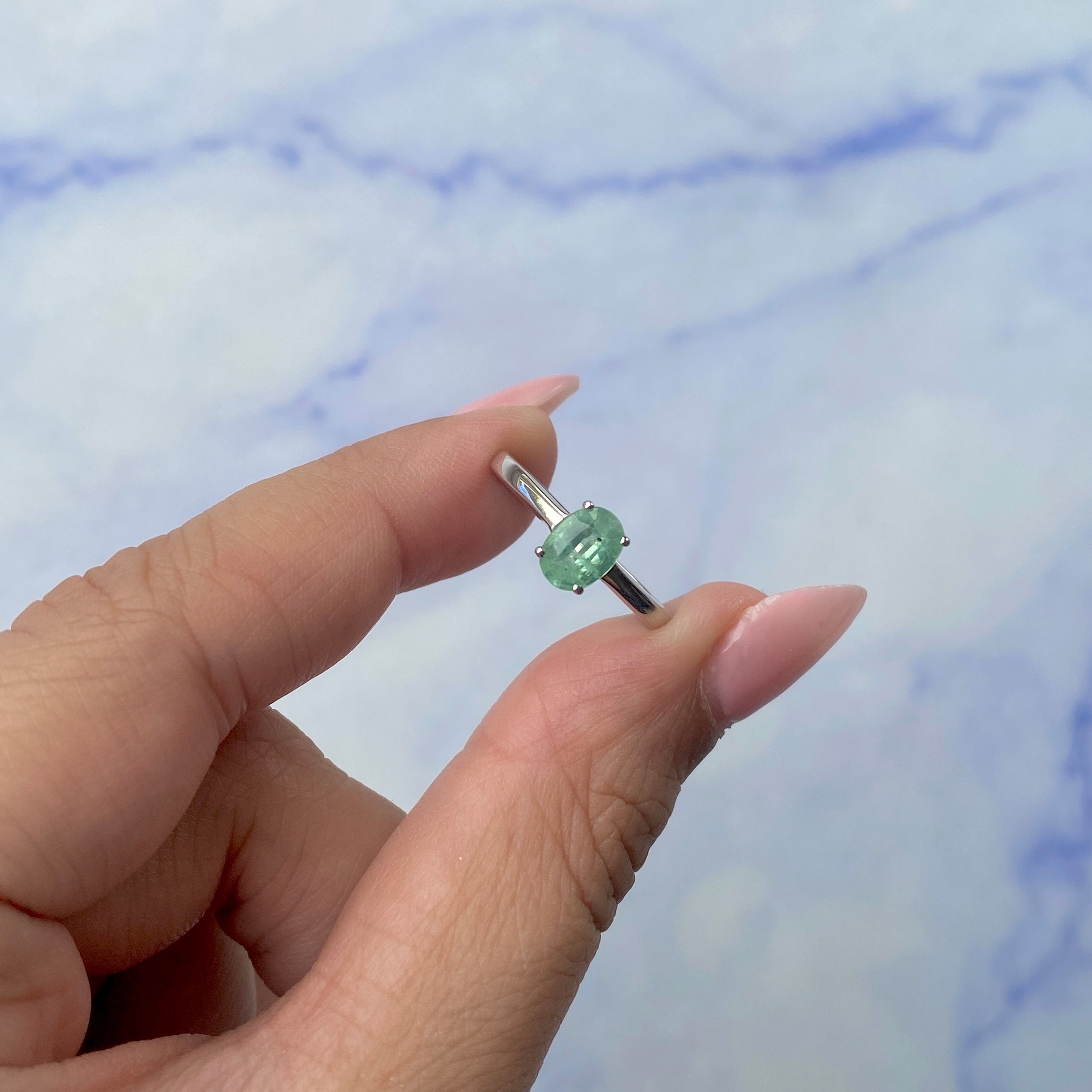 Green Kyanite Ring-(KYN-SR-242-G.)