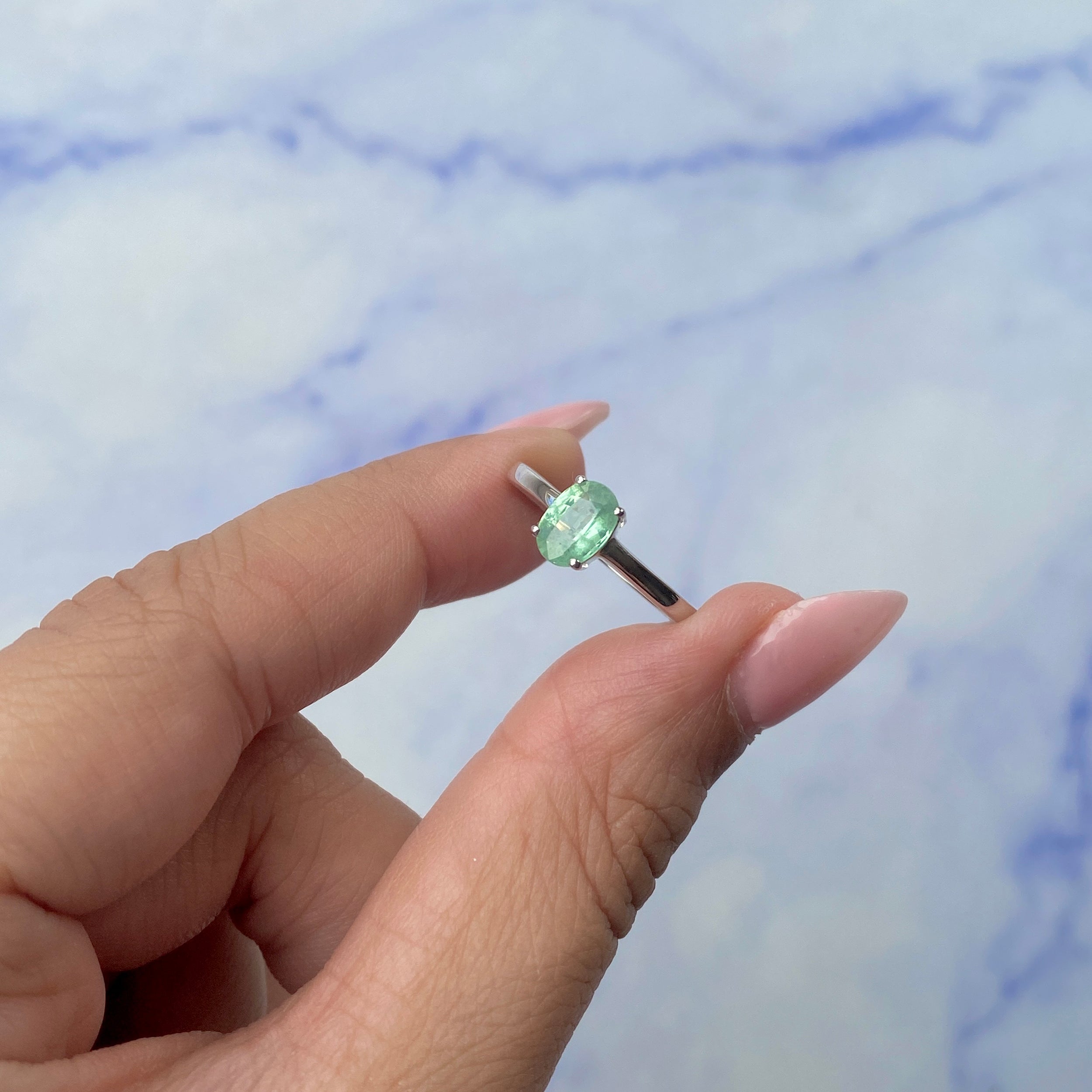 Green Kyanite Ring-(KYN-SR-242-G.)