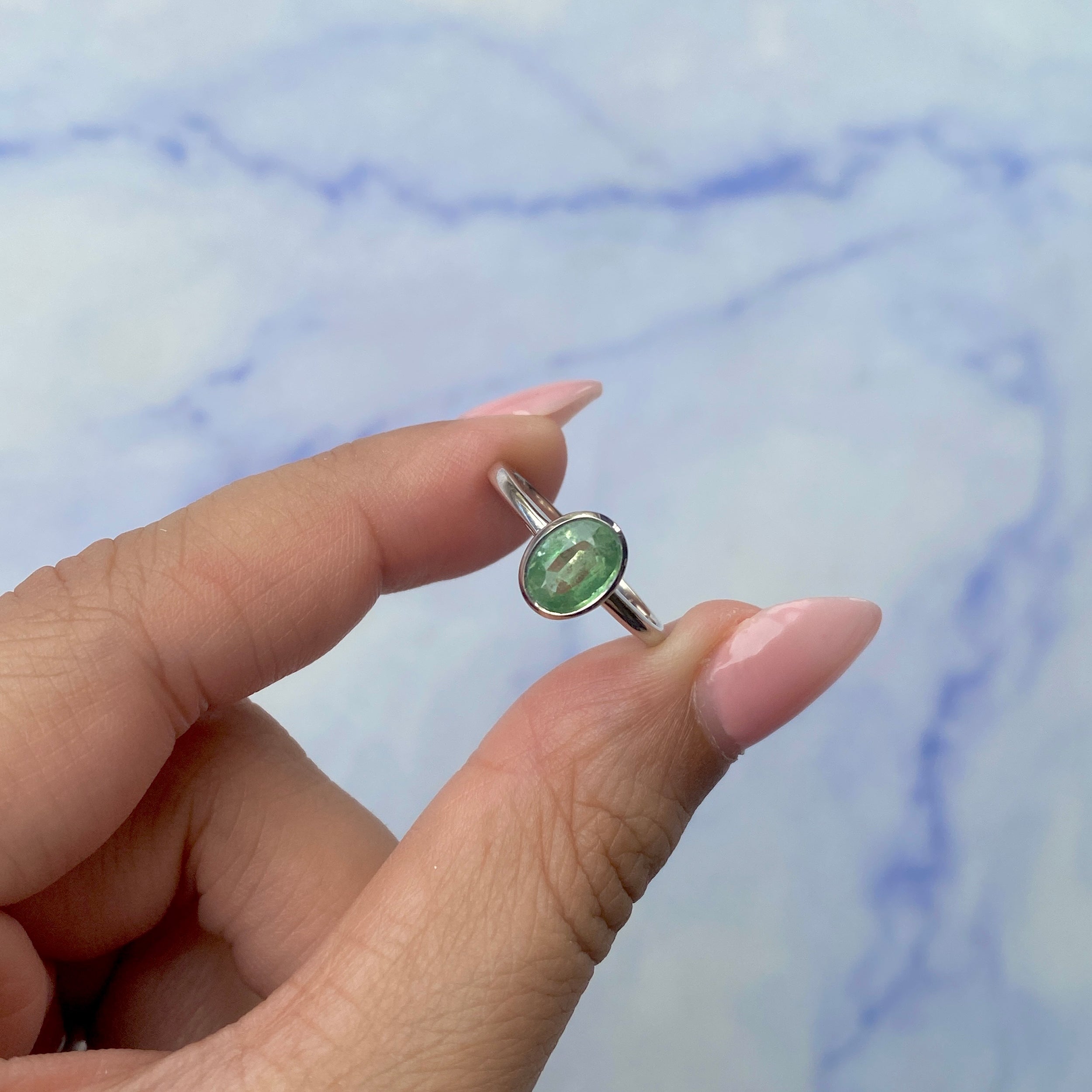 Green Kyanite Ring-(KYN-SR-248-G.)