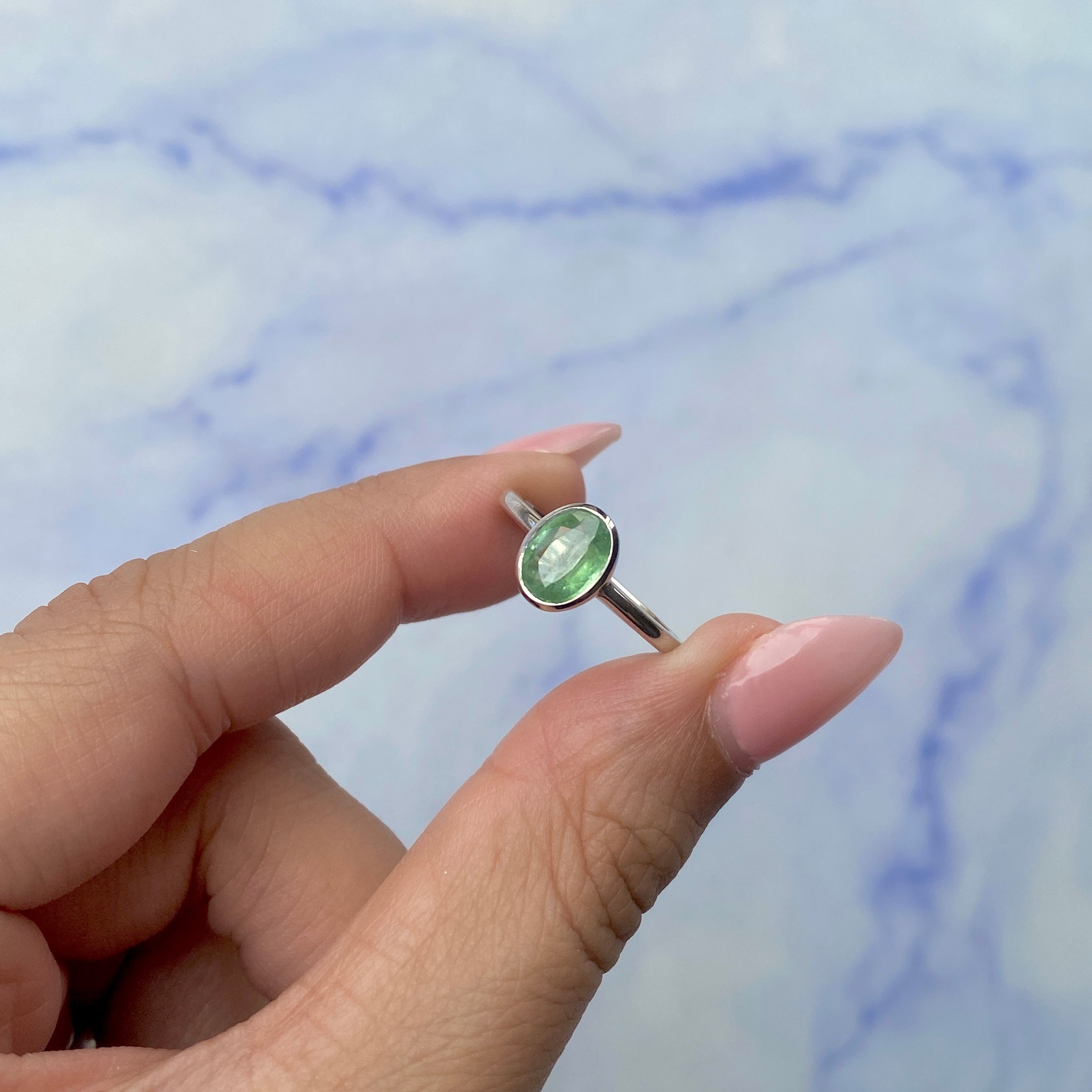 Green Kyanite Ring-(KYN-SR-248-G.)