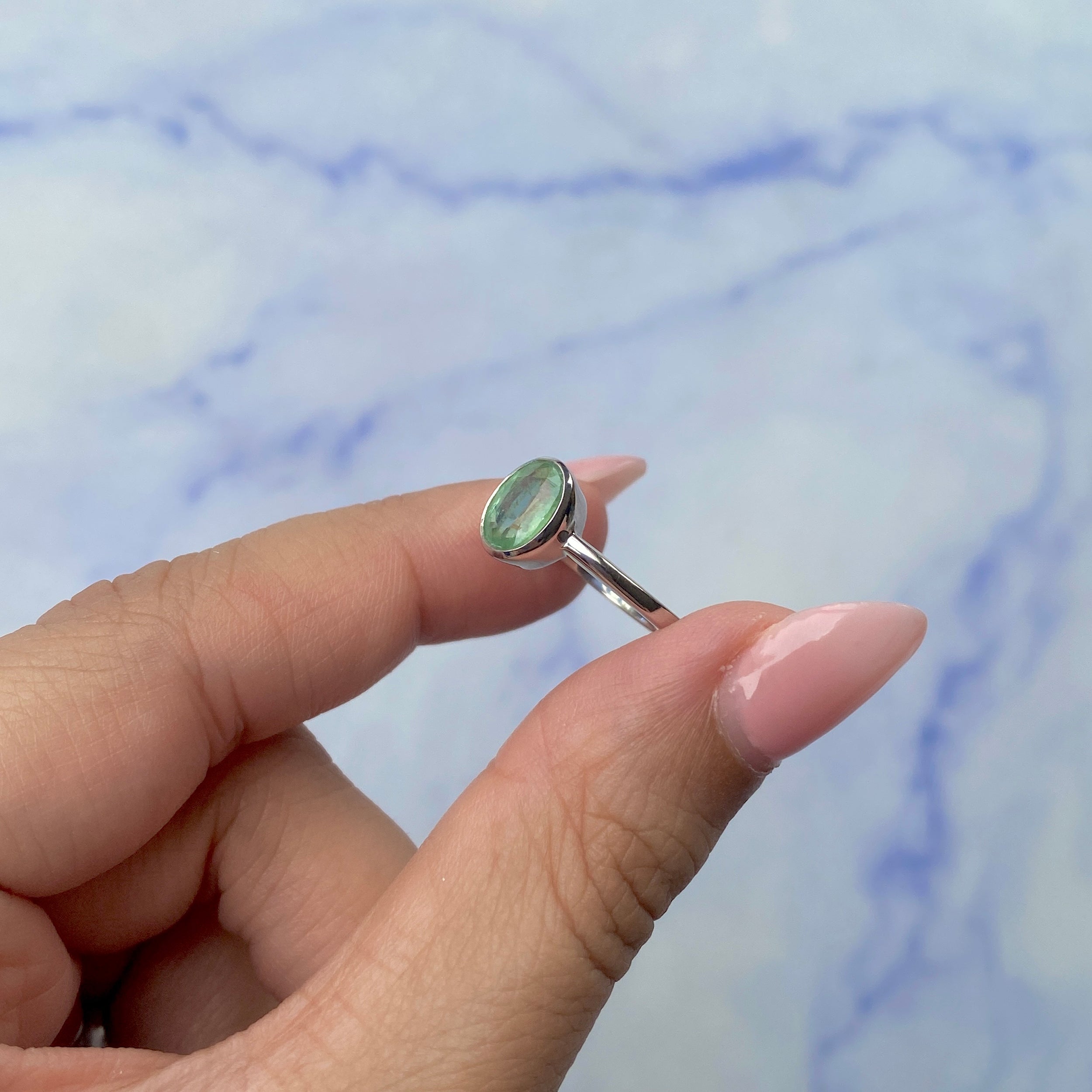 Green Kyanite Ring-(KYN-SR-248-G.)