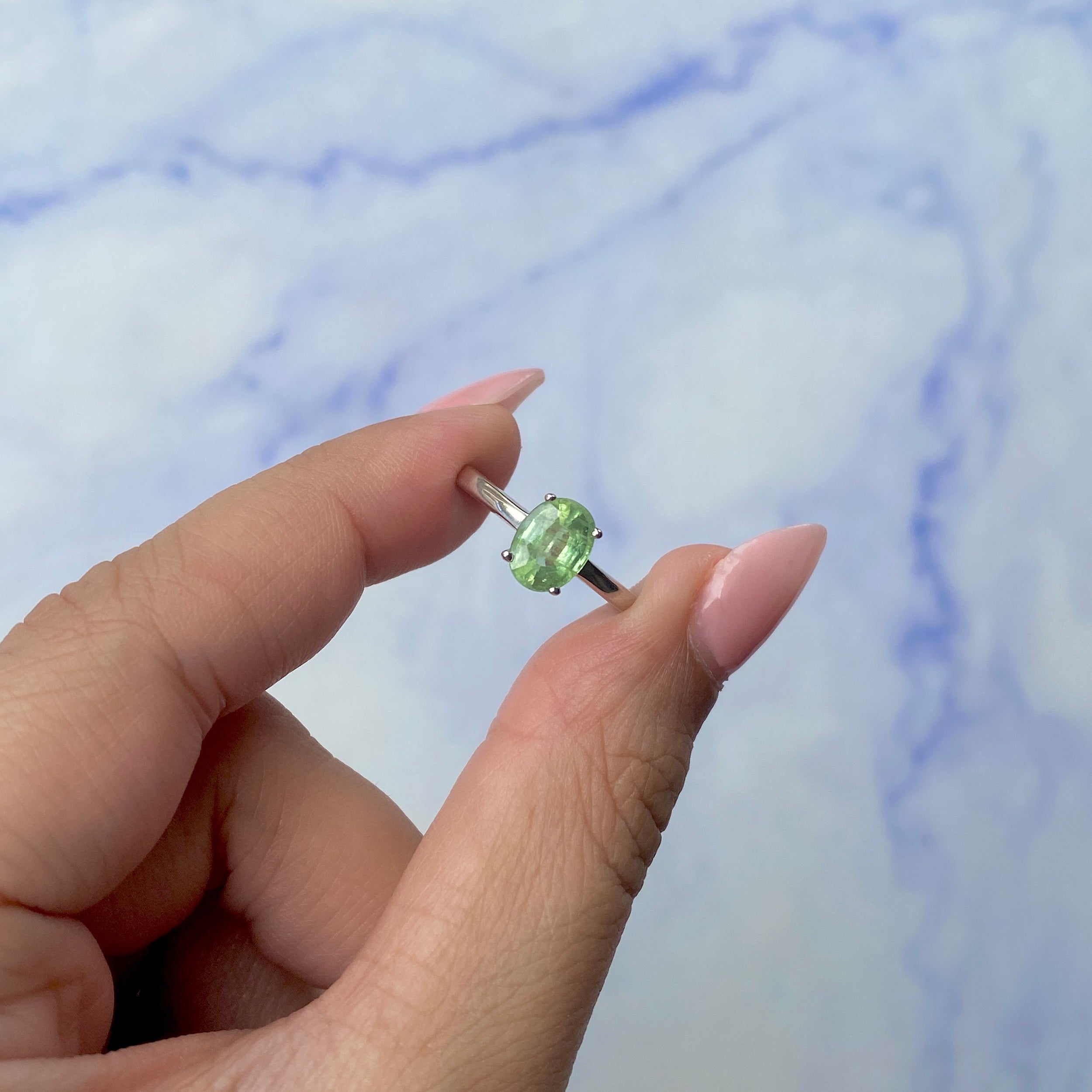 Green Kyanite Ring-(KYN-SR-249-G.)