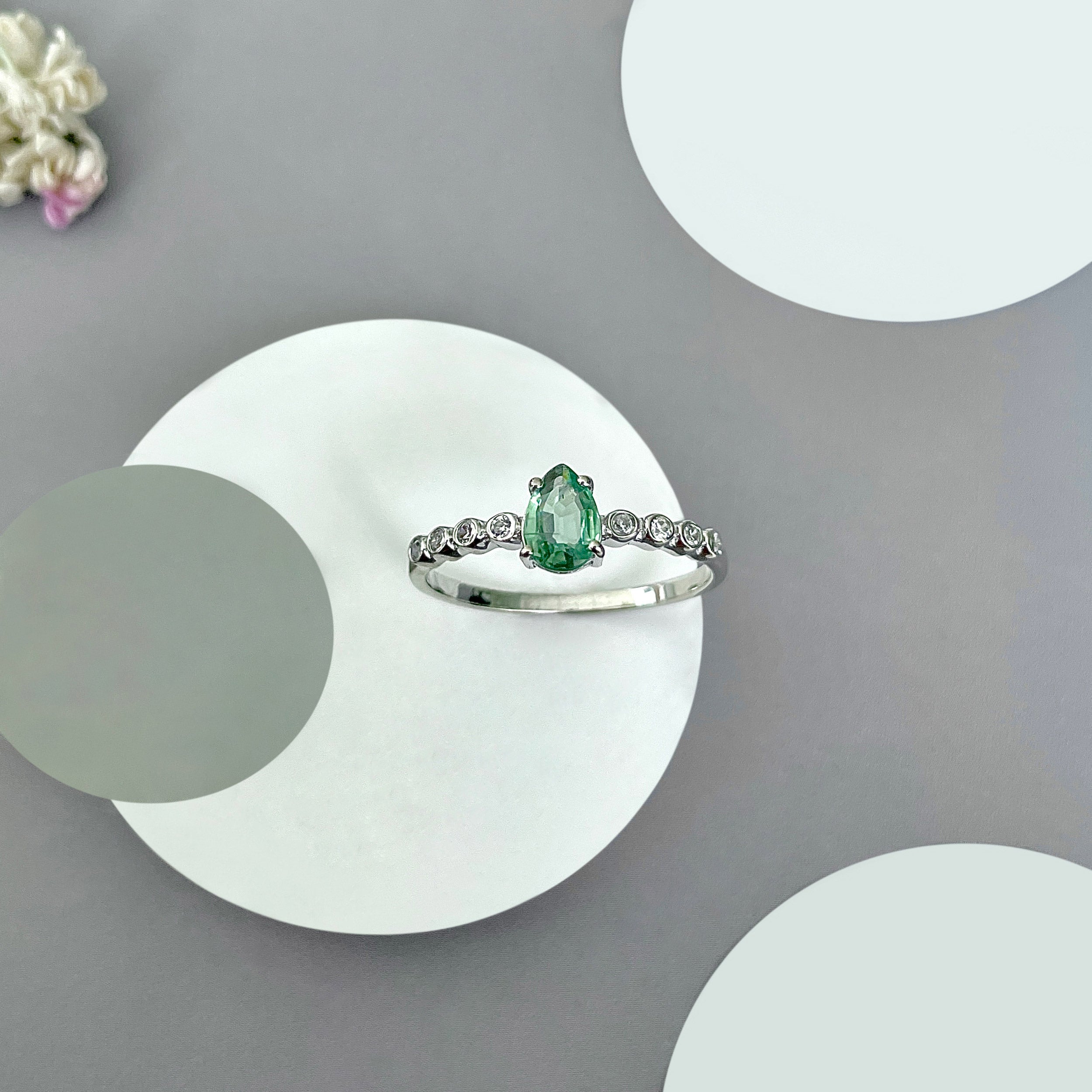 Green Kyanite Ring-(KYN-SR-419D-G-W.)