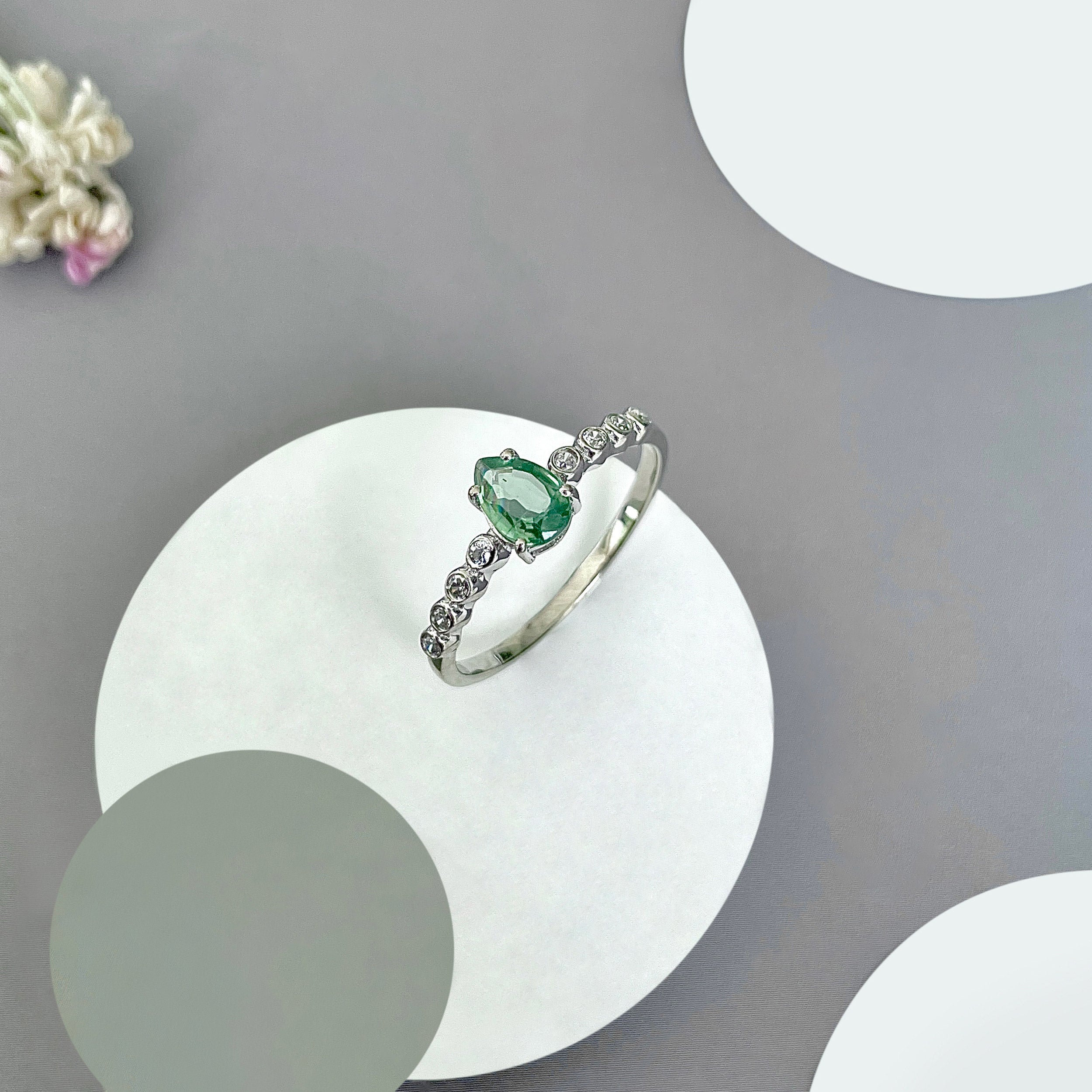 Green Kyanite Ring-(KYN-SR-419D-G-W.)