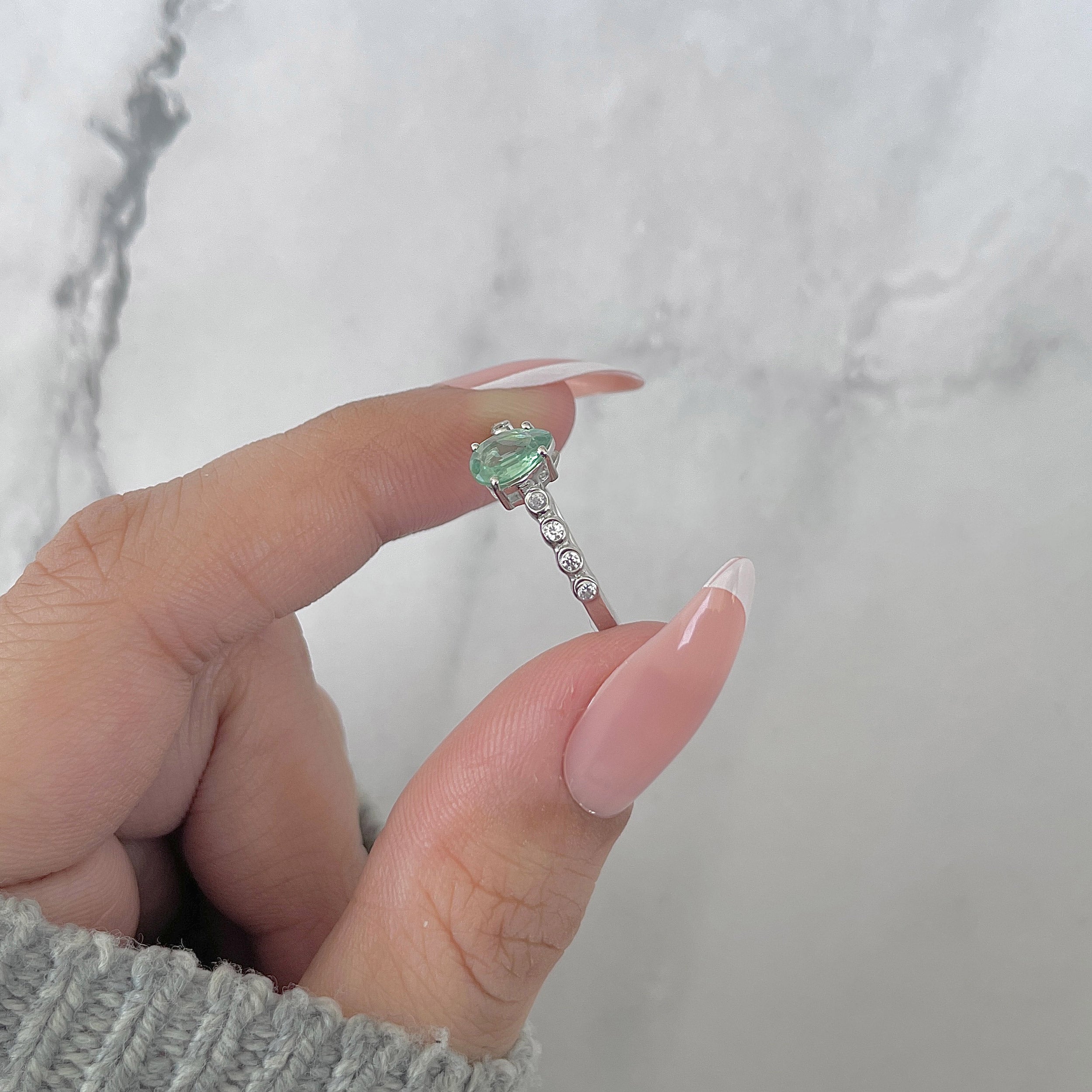Green Kyanite Ring-(KYN-SR-419D-G-W.)