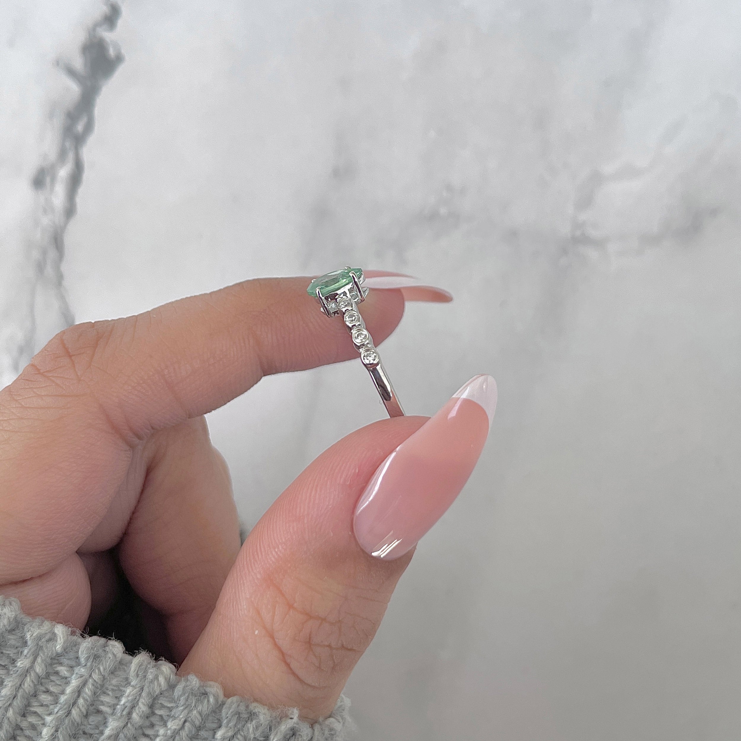 Green Kyanite Ring-(KYN-SR-419D-G-W.)