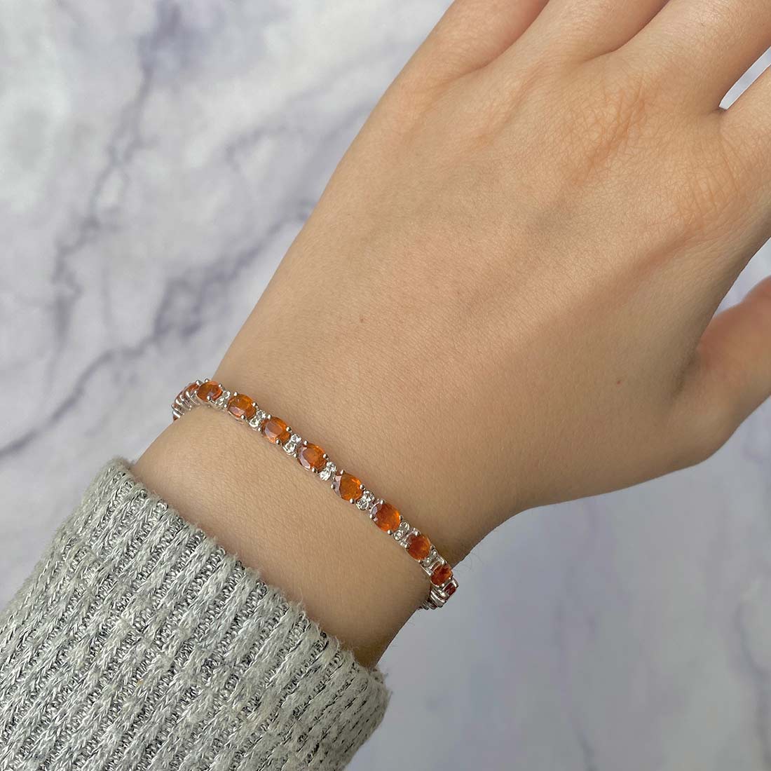 Orange Kyanite & White Topaz Bracelet-(KYN-SB-112-O.)