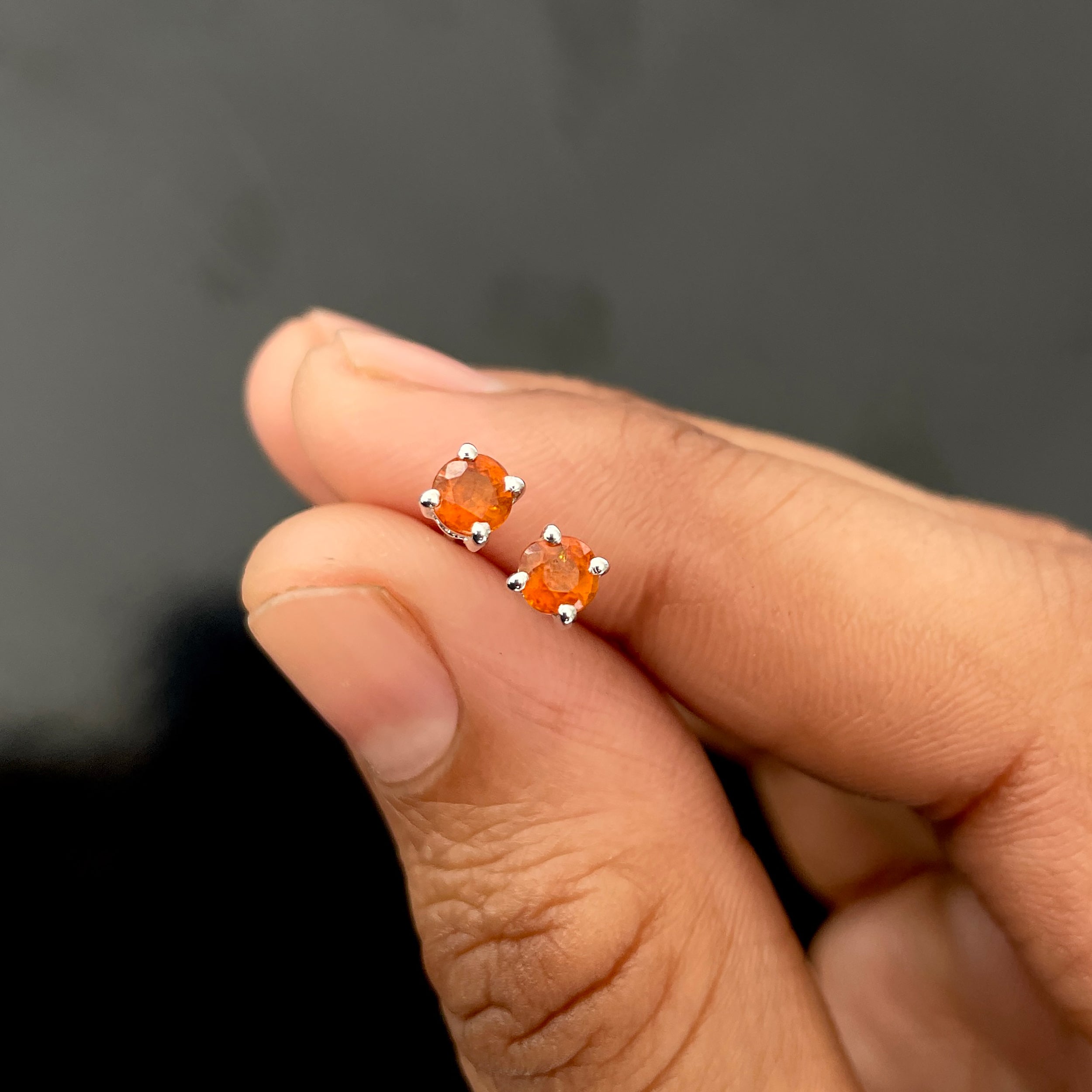 Orange Kyanite Stud Earring-(KYN-SE-1023-O.)