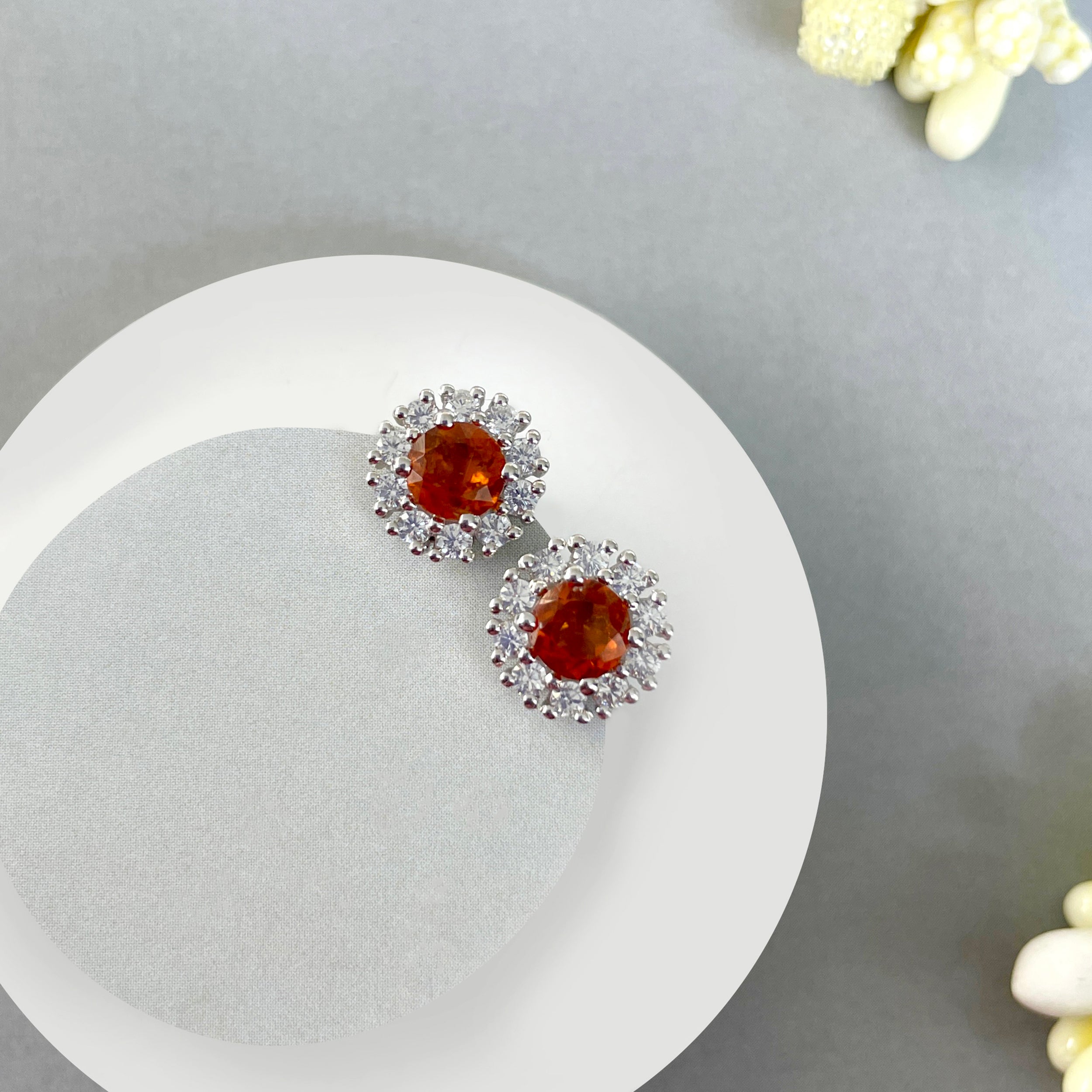 Orange Kyanite Stud Earring-(KYN-SE-1268-O.)