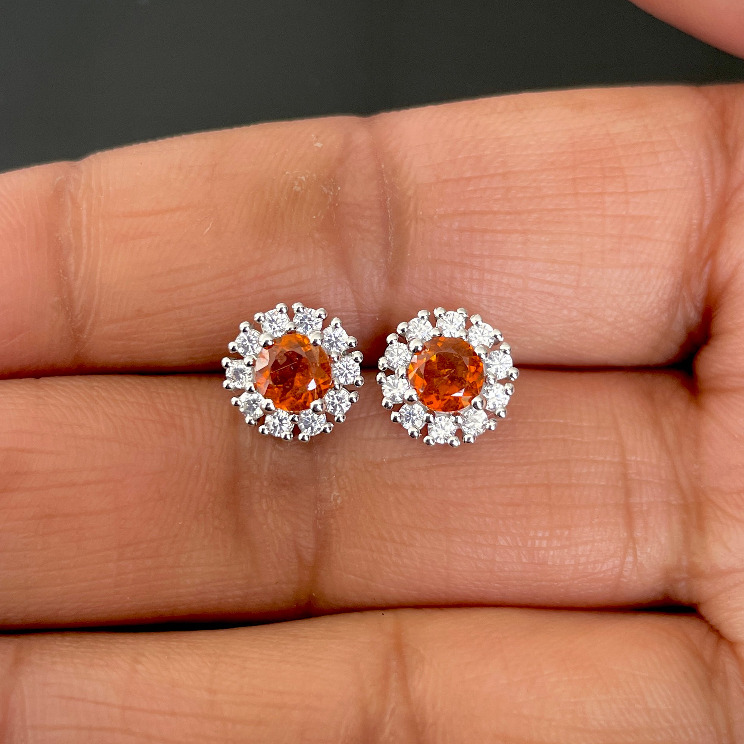 Orange Kyanite Stud Earring-(KYN-SE-1268-O.)