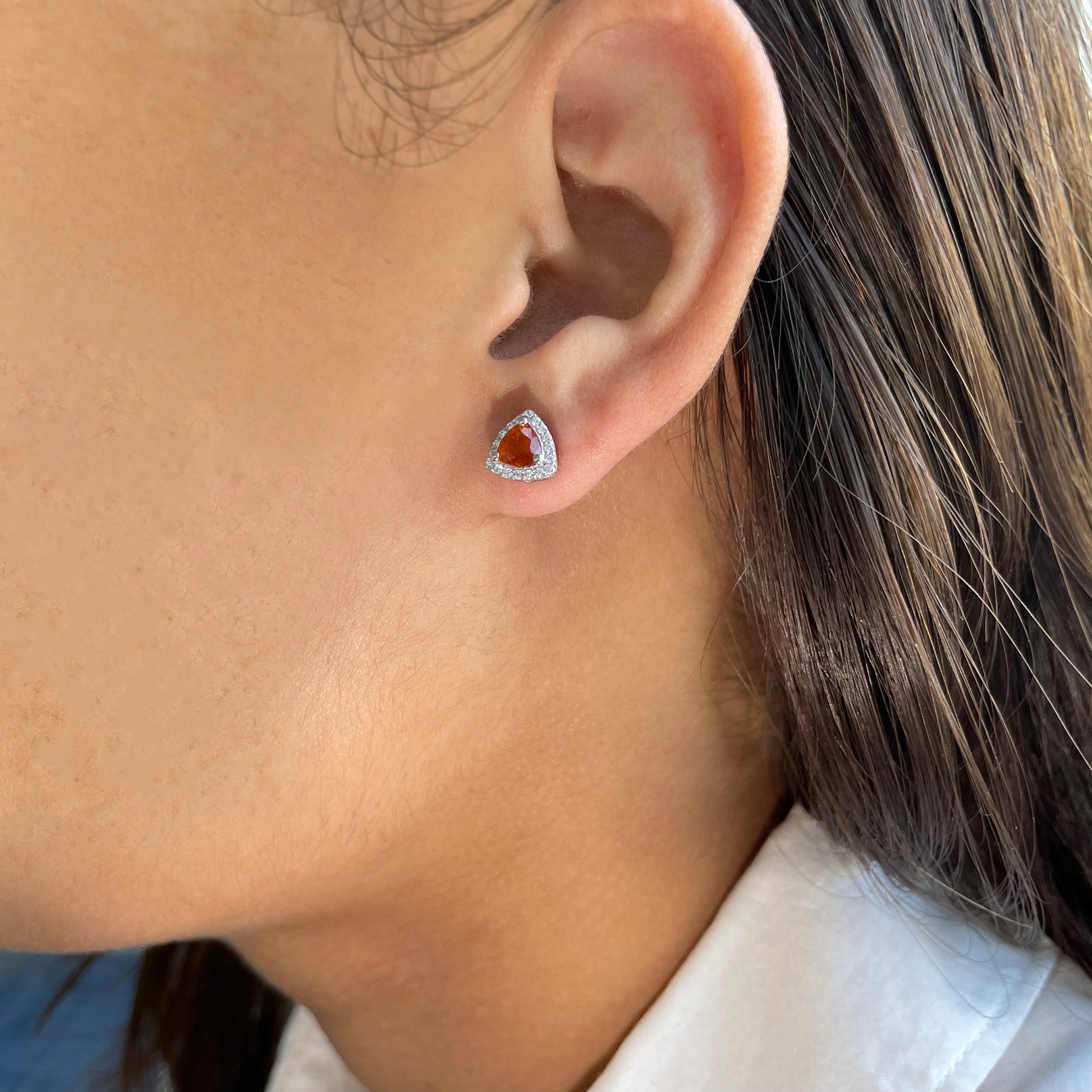 Orange Kyanite Stud Earring-(KYN-SE-1269-O.)