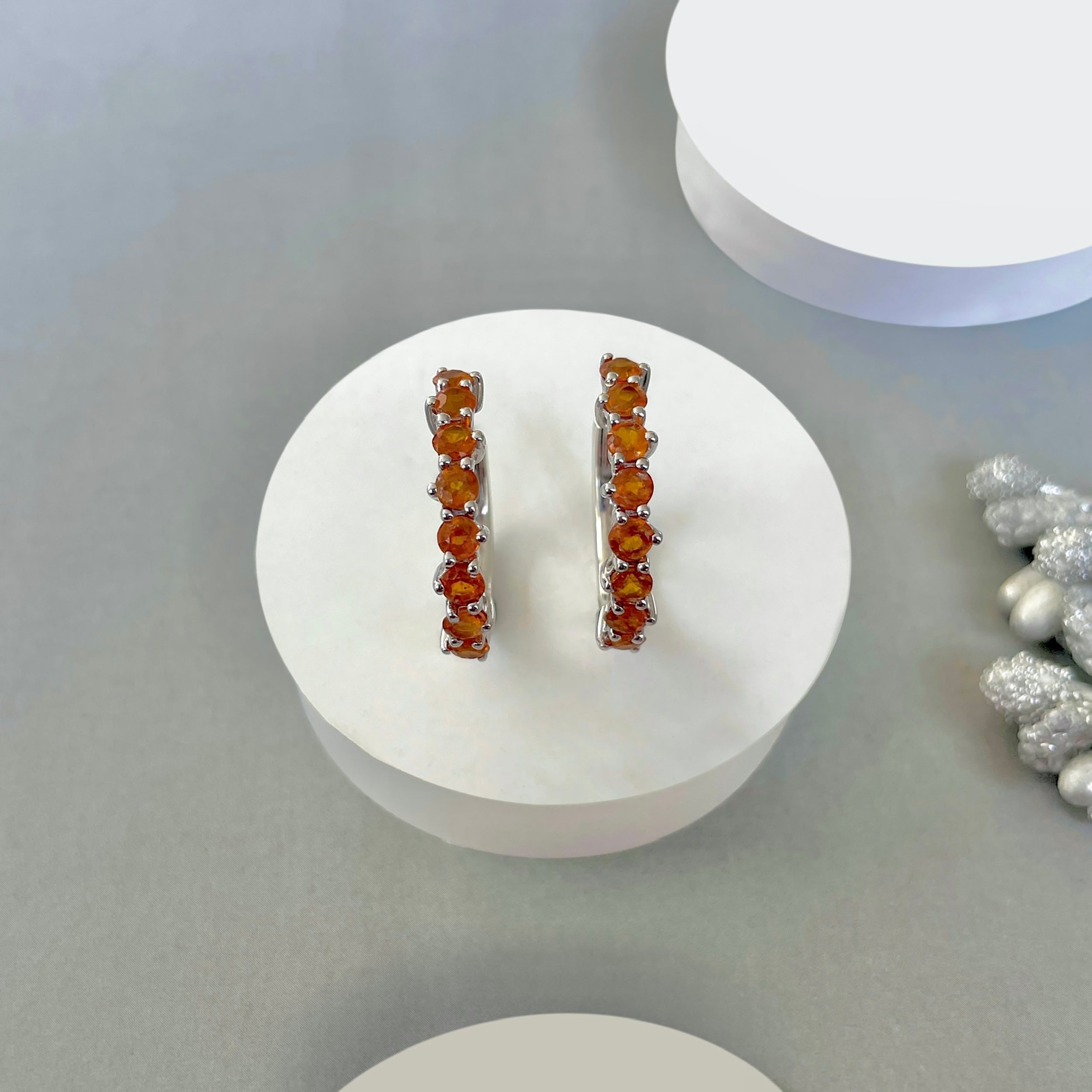 Orange Kyanite Hoop Earring-(KYN-SE-1276-O.)