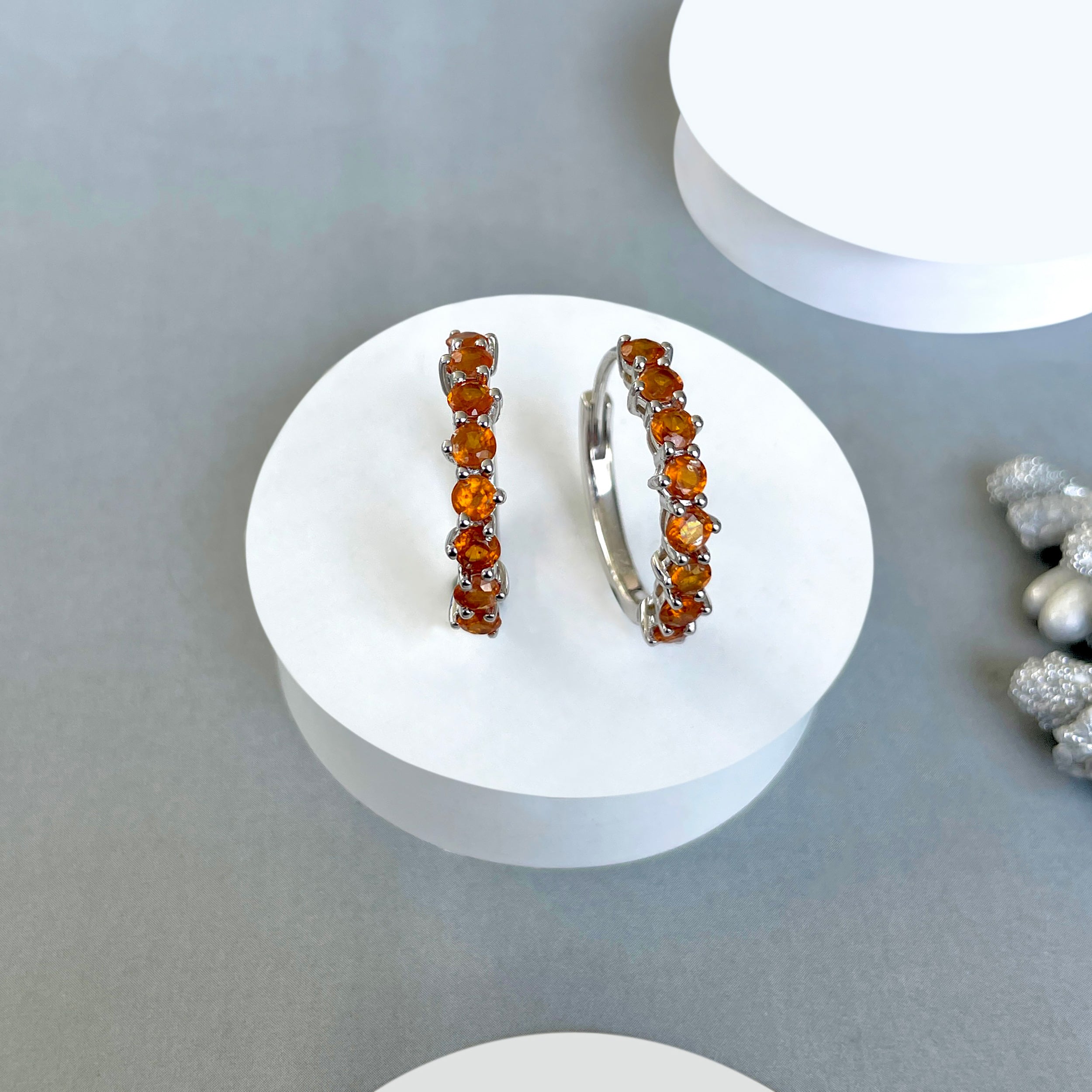 Orange Kyanite Hoop Earring-(KYN-SE-1276-O.)