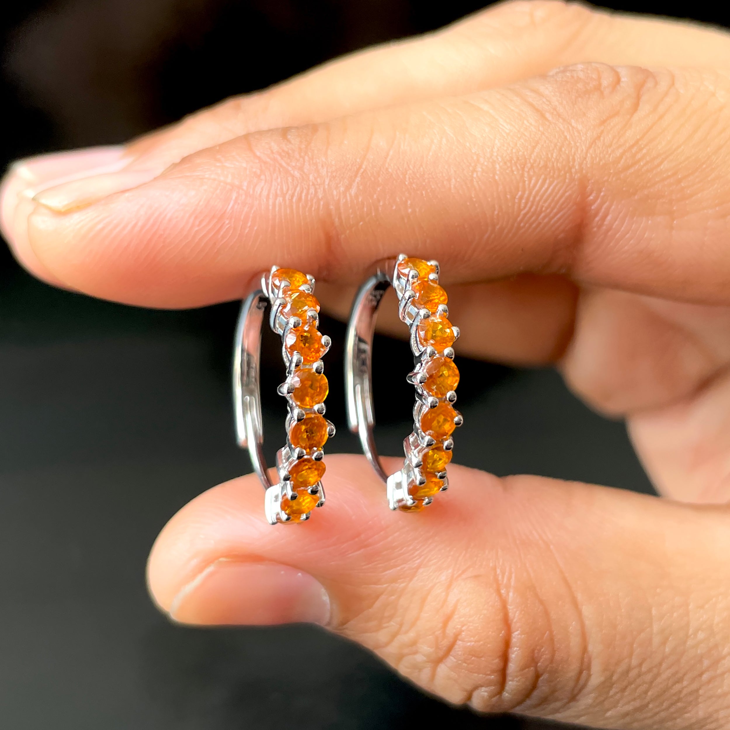 Orange Kyanite Hoop Earring-(KYN-SE-1276-O.)