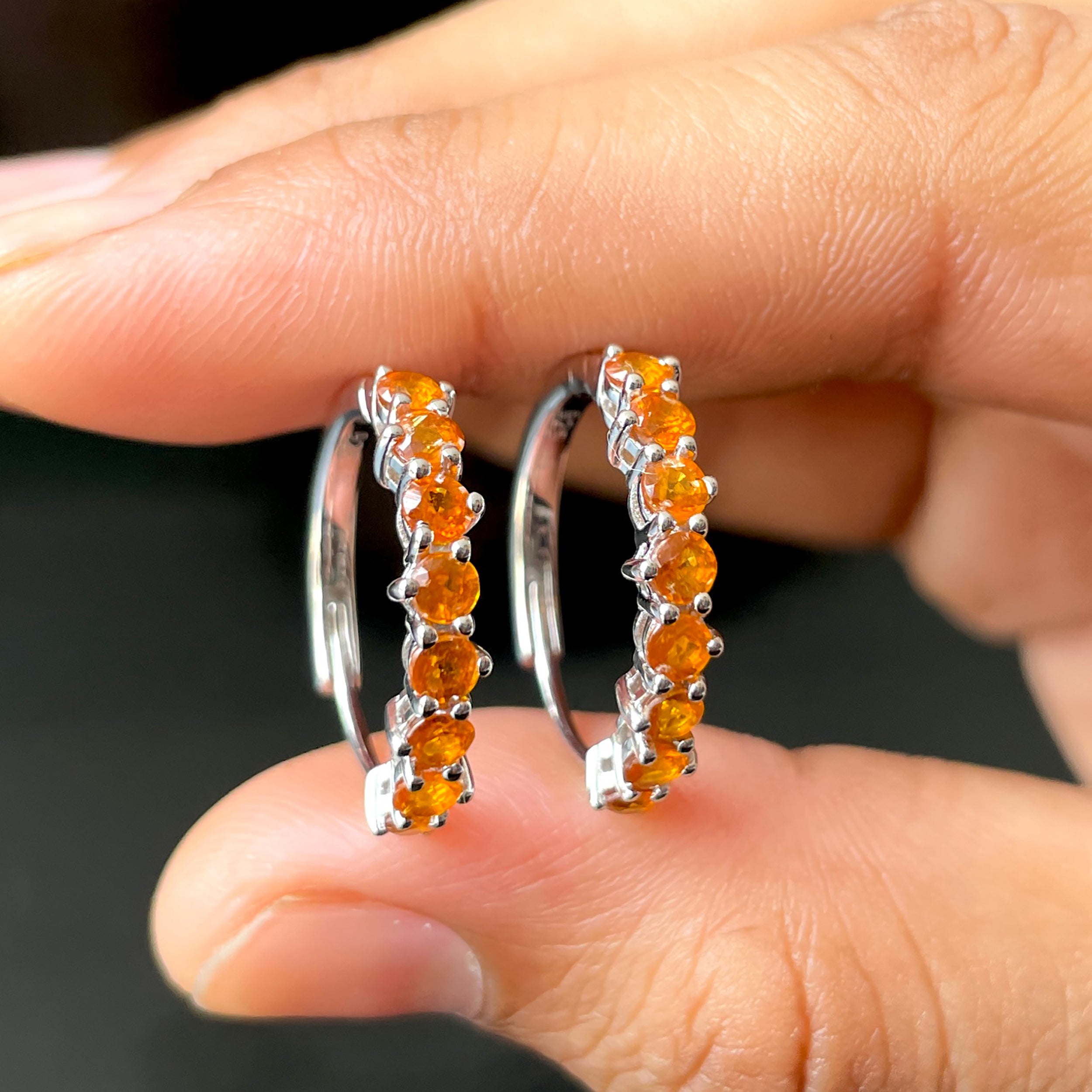 Orange Kyanite Hoop Earring-(KYN-SE-1276-O.)