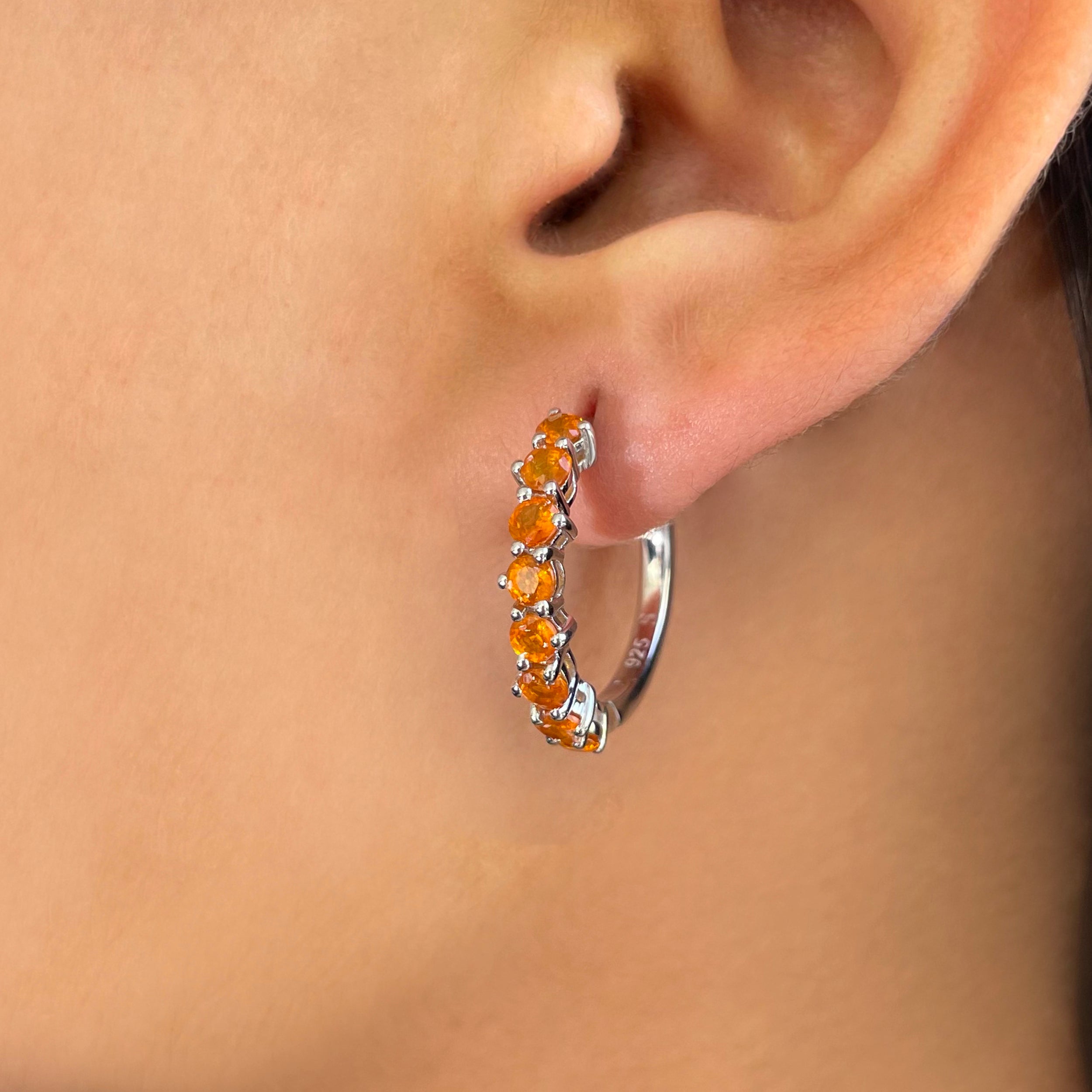 Orange Kyanite Hoop Earring-(KYN-SE-1276-O.)