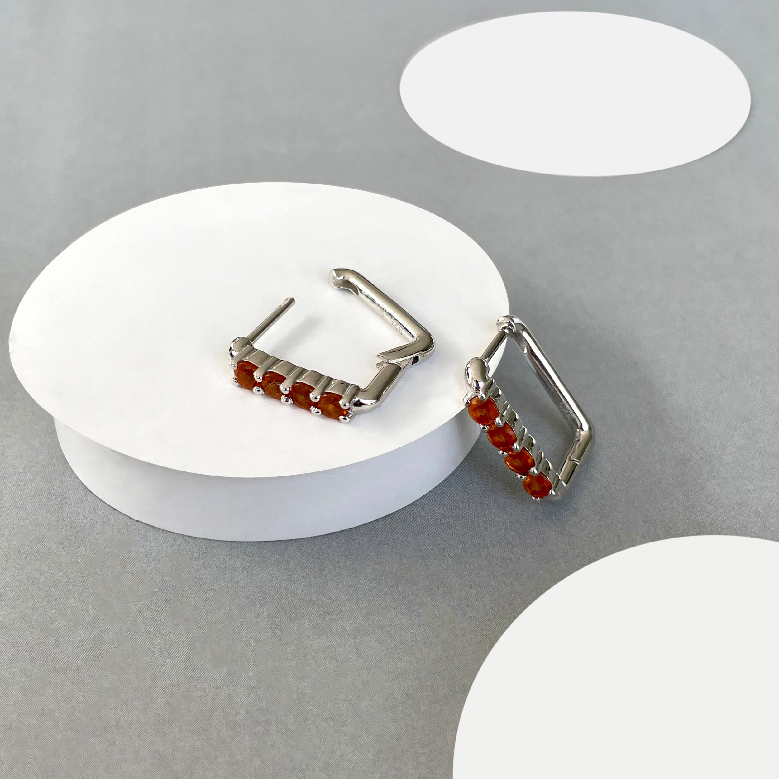 Orange Kyanite Hoop Earring-(KYN-SE-1281-O.)