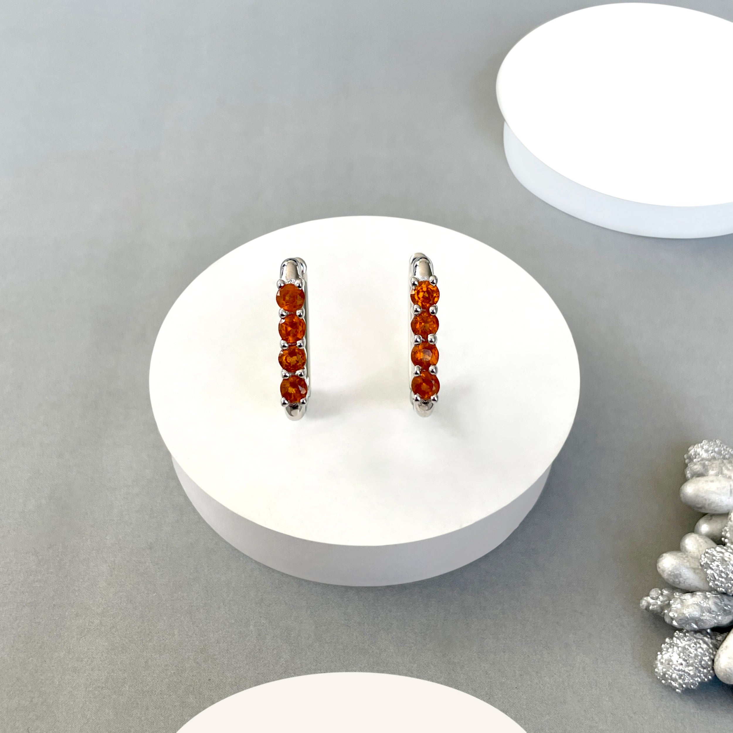 Orange Kyanite Hoop Earrings-(OKY-SE-1281.)
