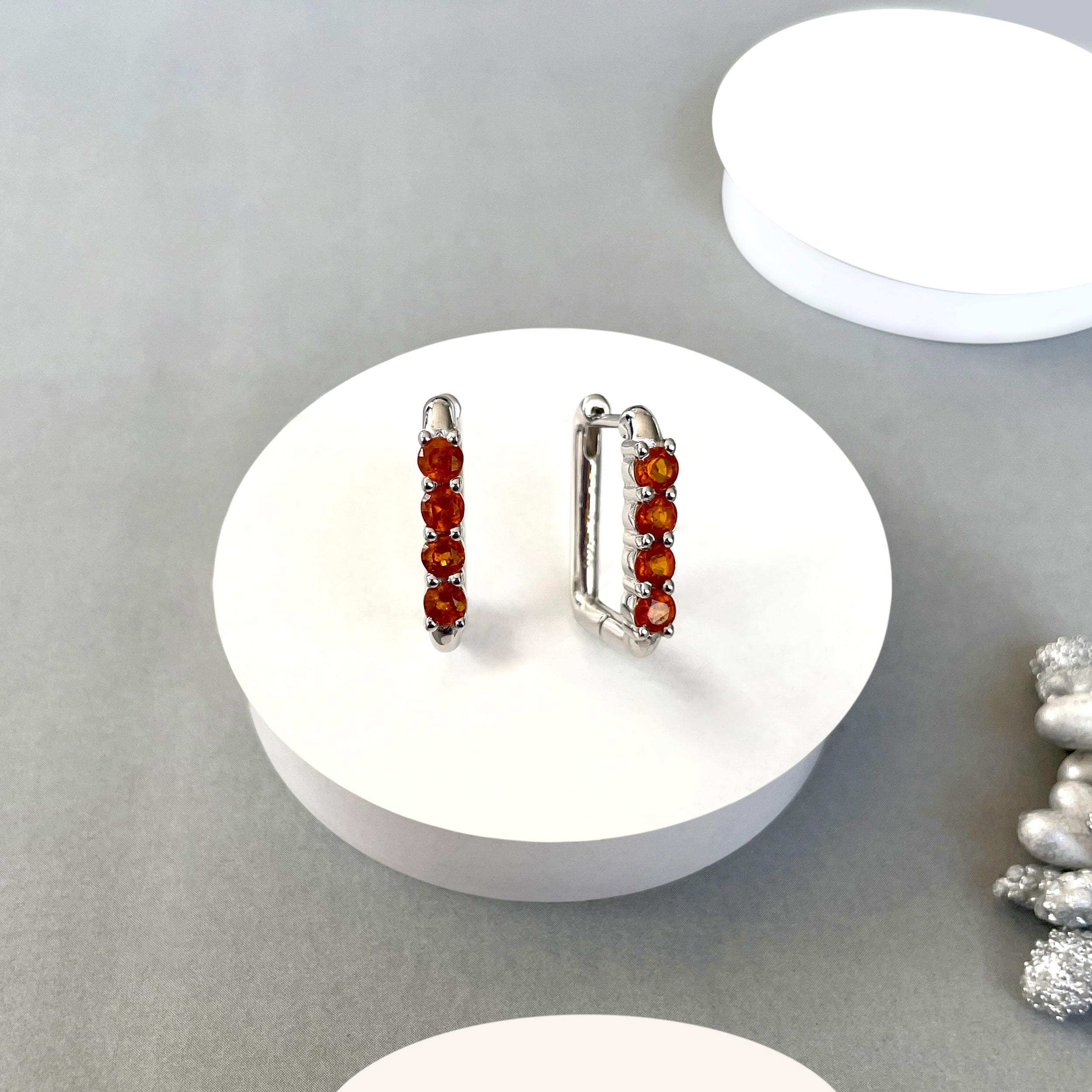 Orange Kyanite Hoop Earrings-(OKY-SE-1281.)