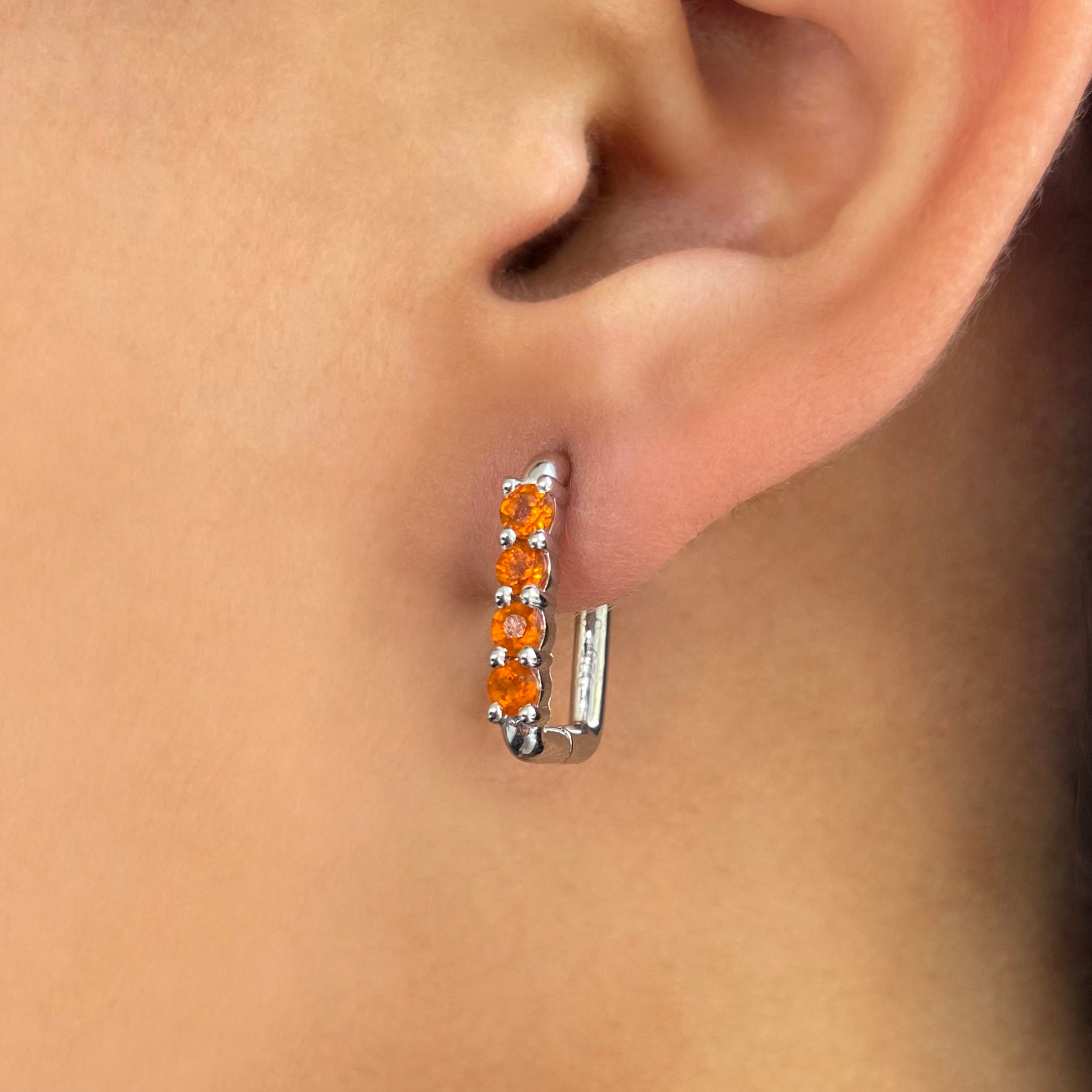 Orange Kyanite Hoop Earring-(KYN-SE-1281-O.)