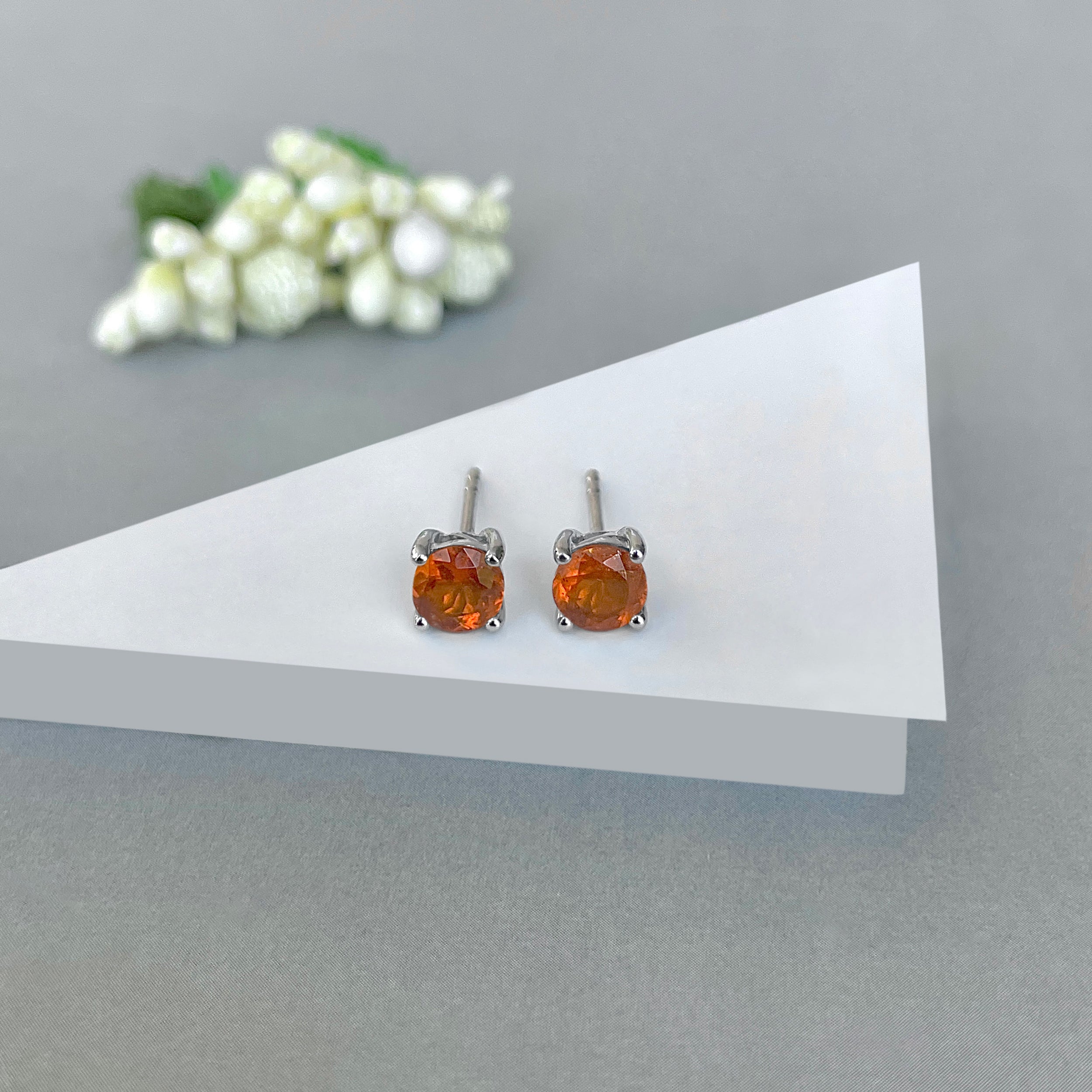 Orange Kyanite Stud Earring-(KYN-SE-1321-O.)