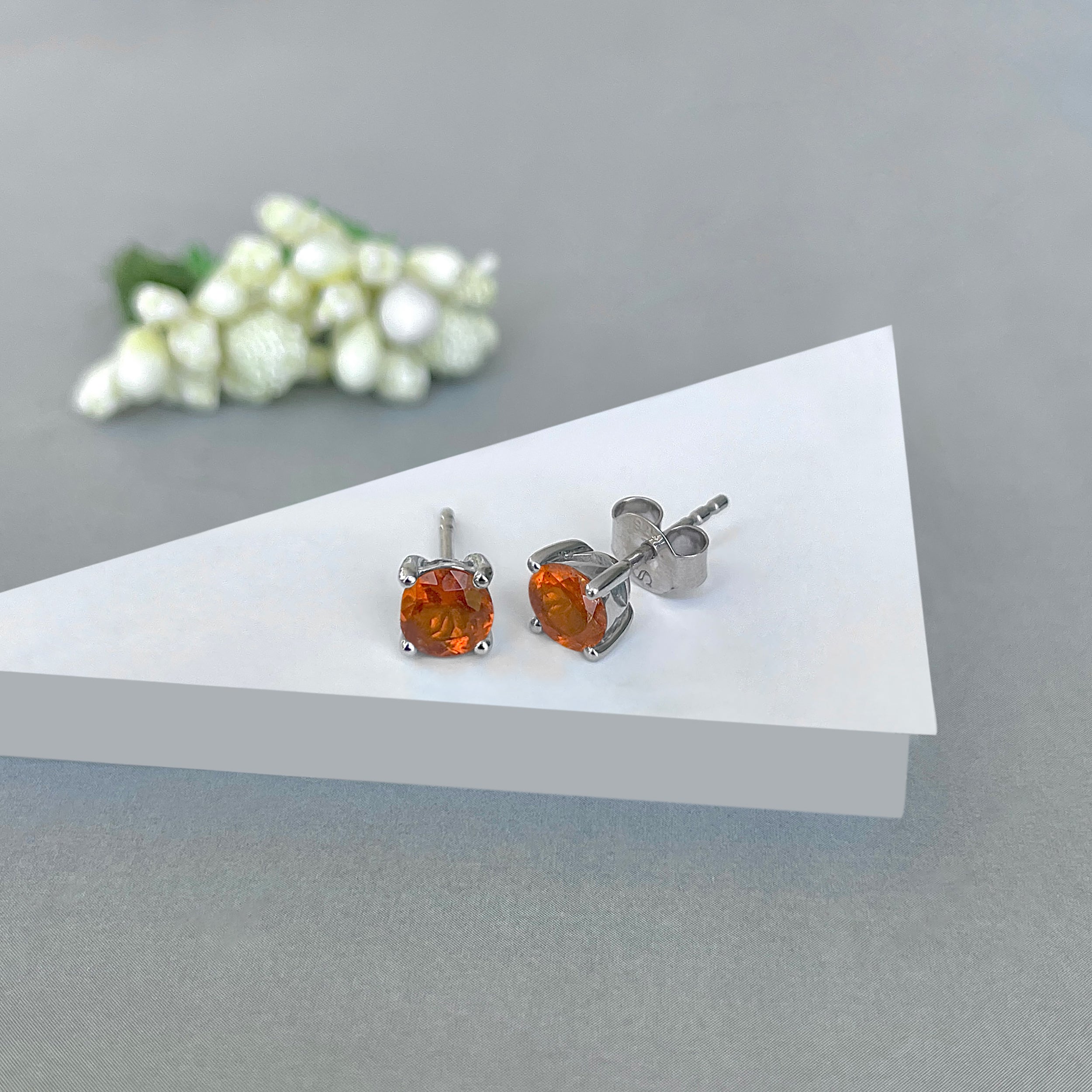 Orange Kyanite Stud Earring-(KYN-SE-1321-O.)