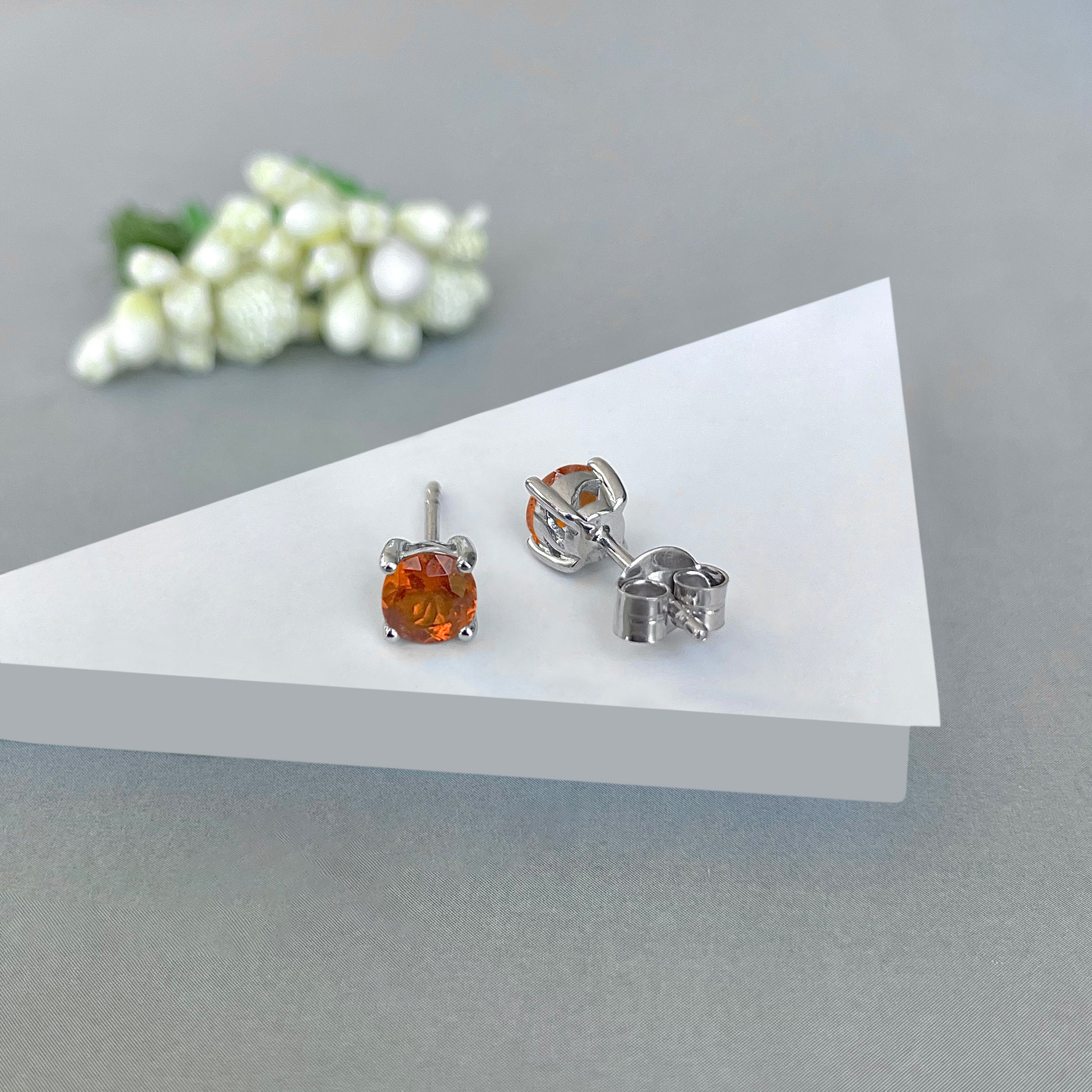 Orange Kyanite Stud Earring-(KYN-SE-1321-O.)