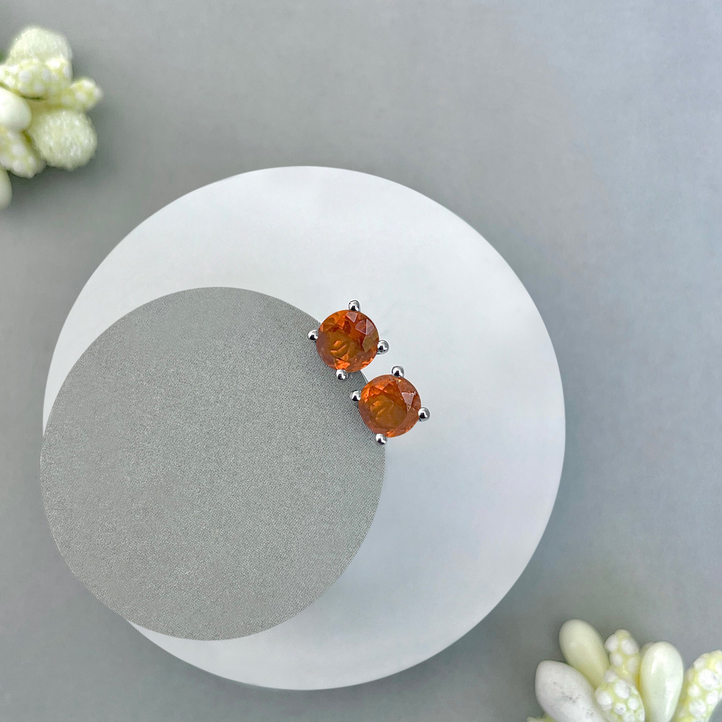 Orange Kyanite Stud Earring-(KYN-SE-1321-O.)
