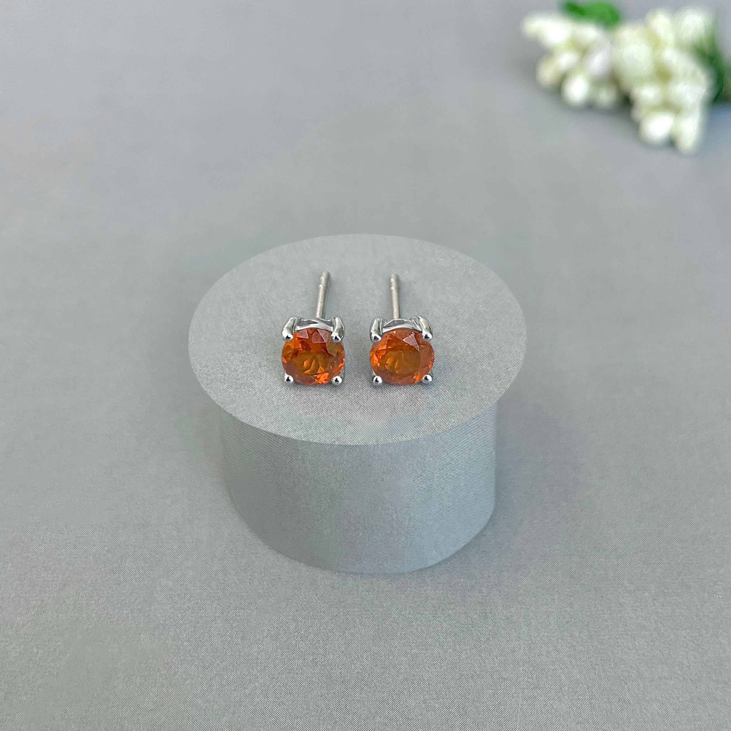 Orange Kyanite Stud Earring-(KYN-SE-1321-O.)