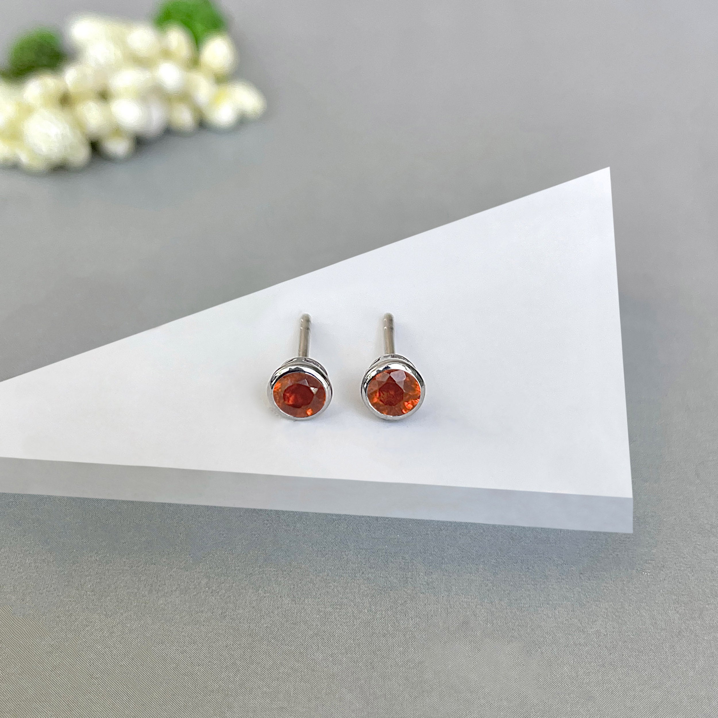 Orange Kyanite Stud Earring-(KYN-SE-1375-O.)