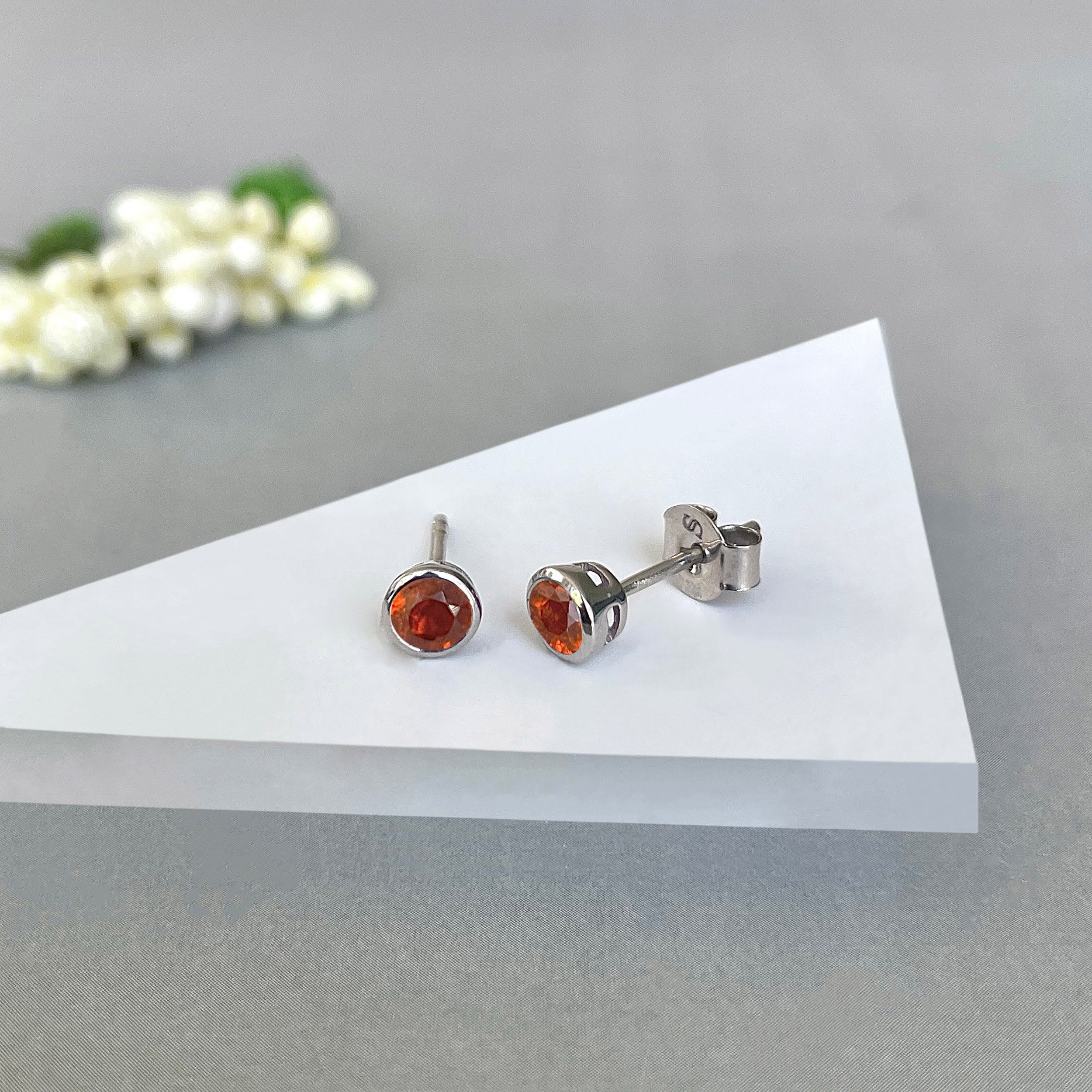 Orange Kyanite Stud Earring-(KYN-SE-1375-O.)