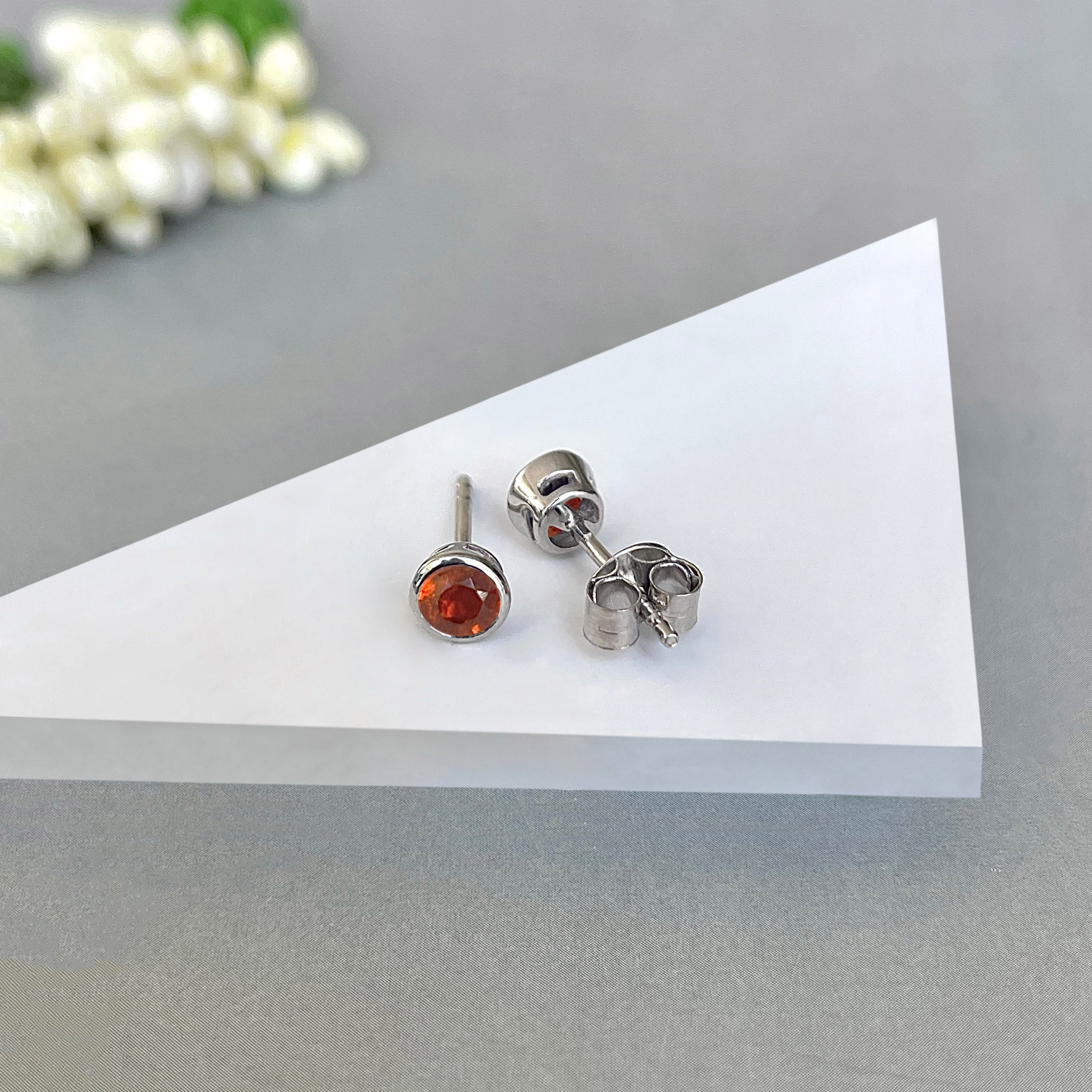 Orange Kyanite Stud Earring-(KYN-SE-1375-O.)