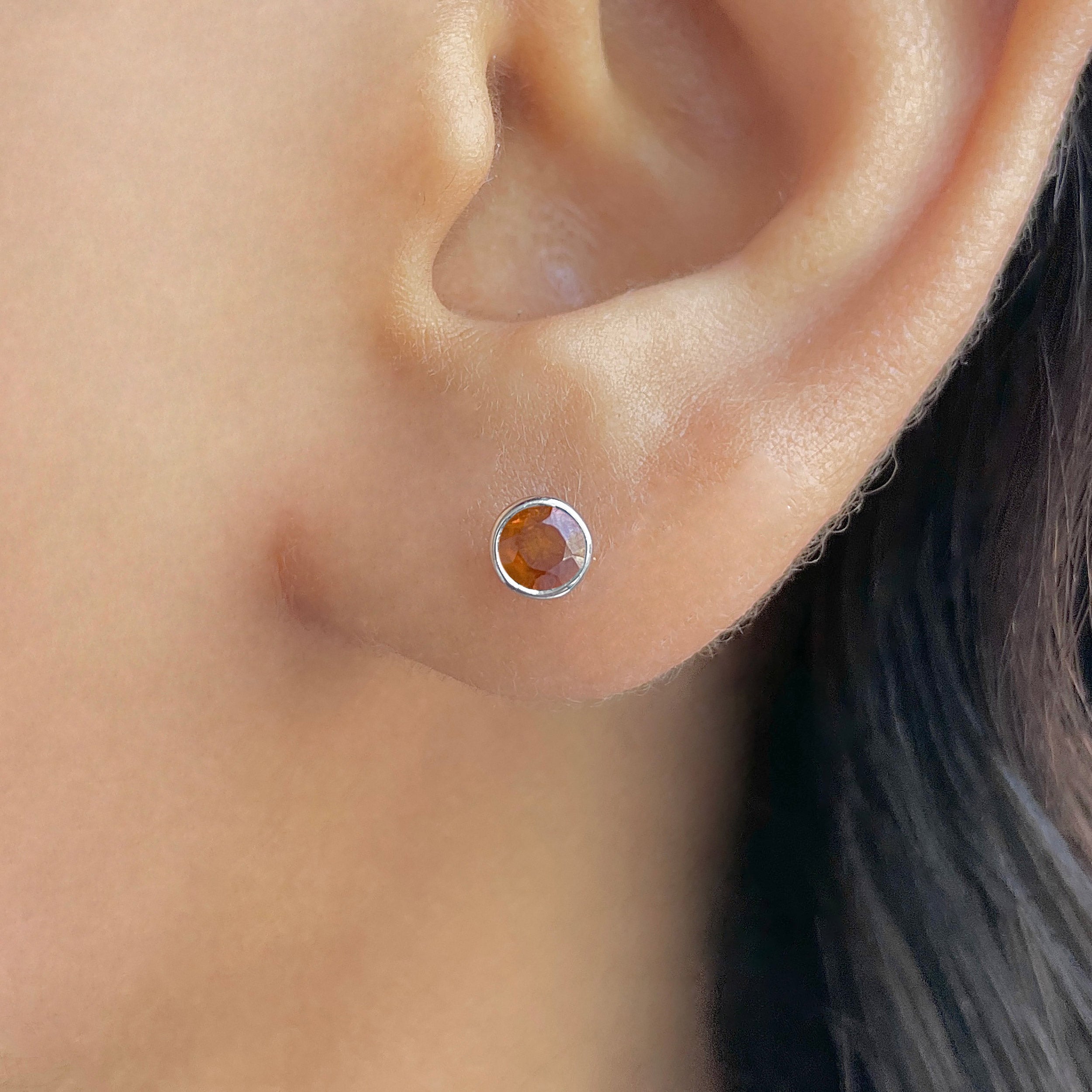 Orange Kyanite Stud Earring-(KYN-SE-1375-O.)
