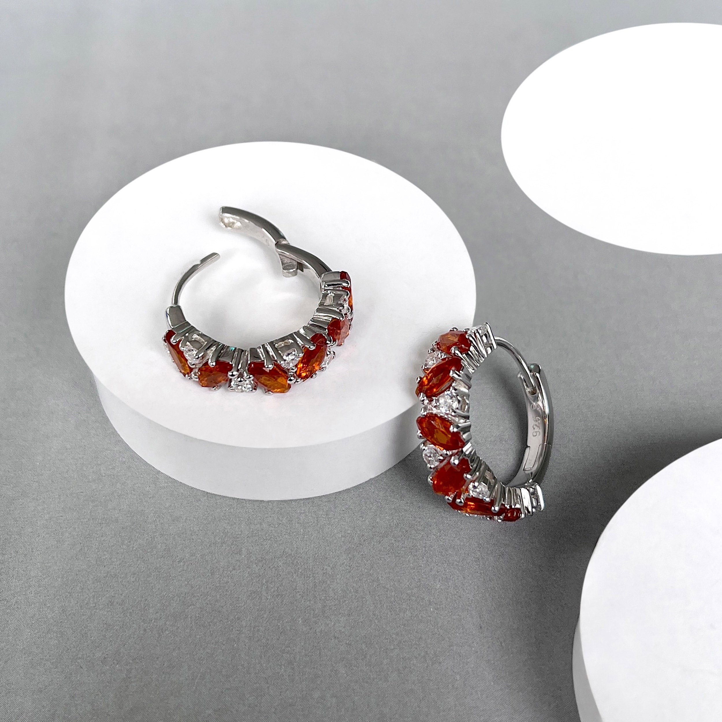 Orange Kyanite Hoop Earring-(OKY-SE-1405.)
