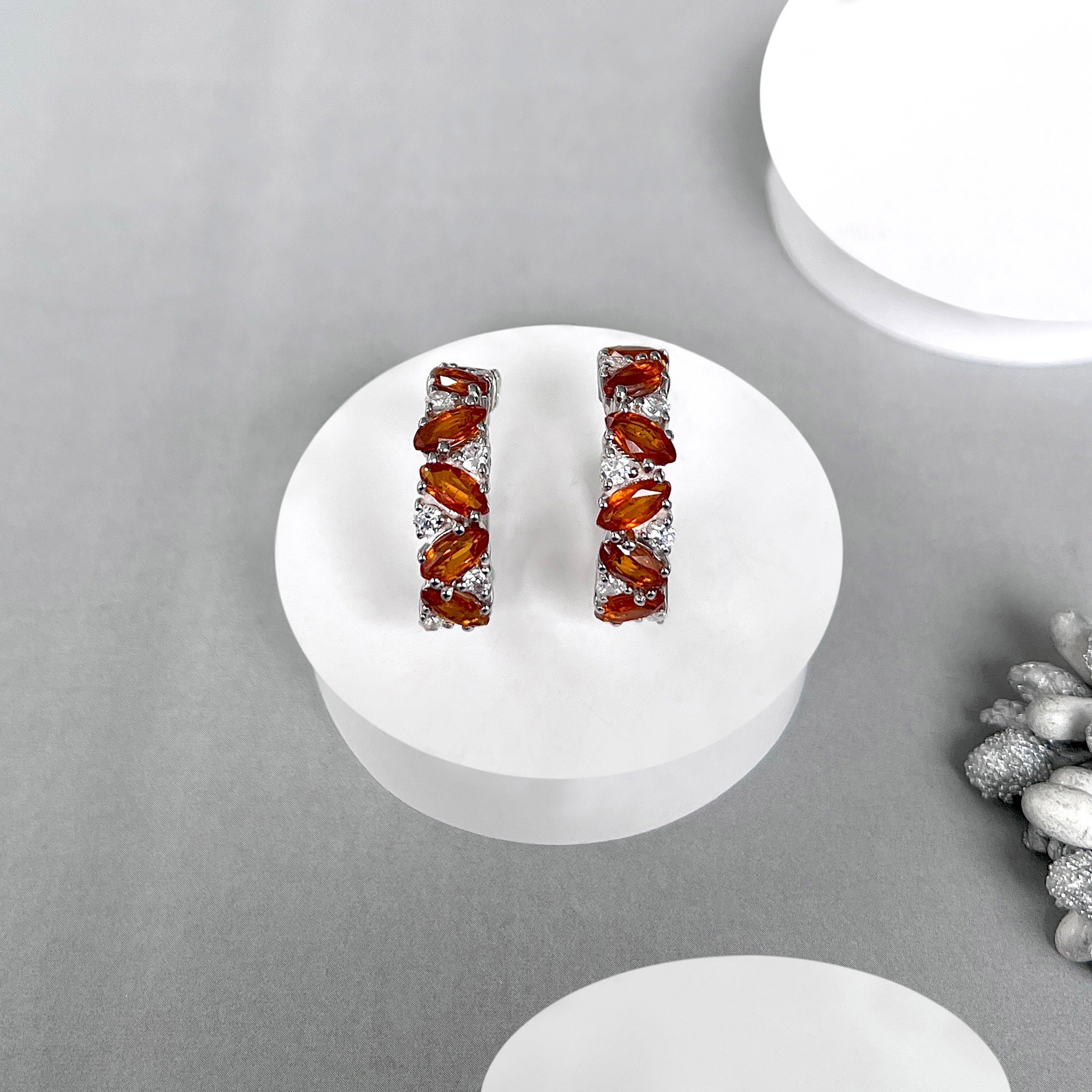 Orange Kyanite Hoop Earring-(OKY-SE-1405.)