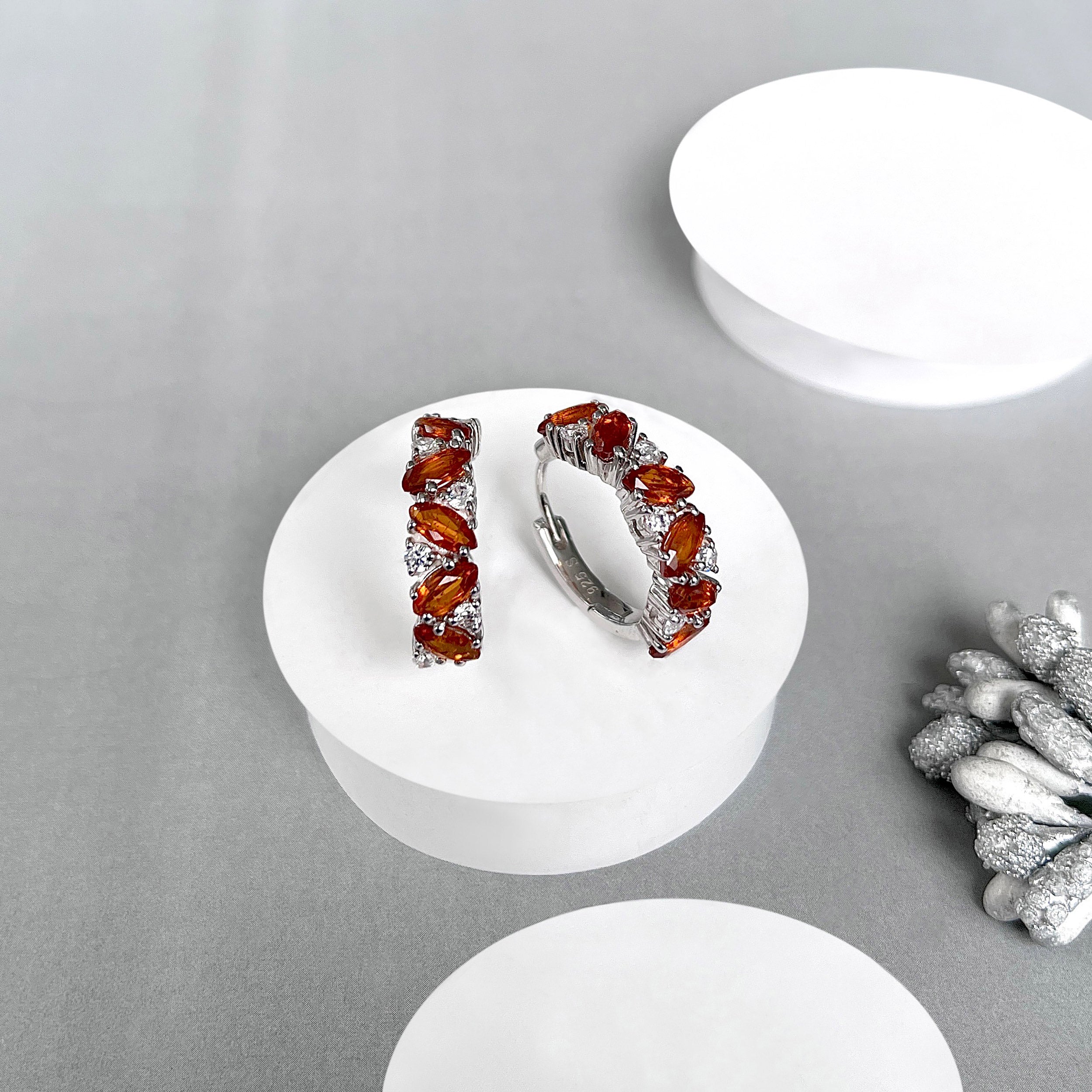 Orange Kyanite Hoop Earring-(OKY-SE-1405.)