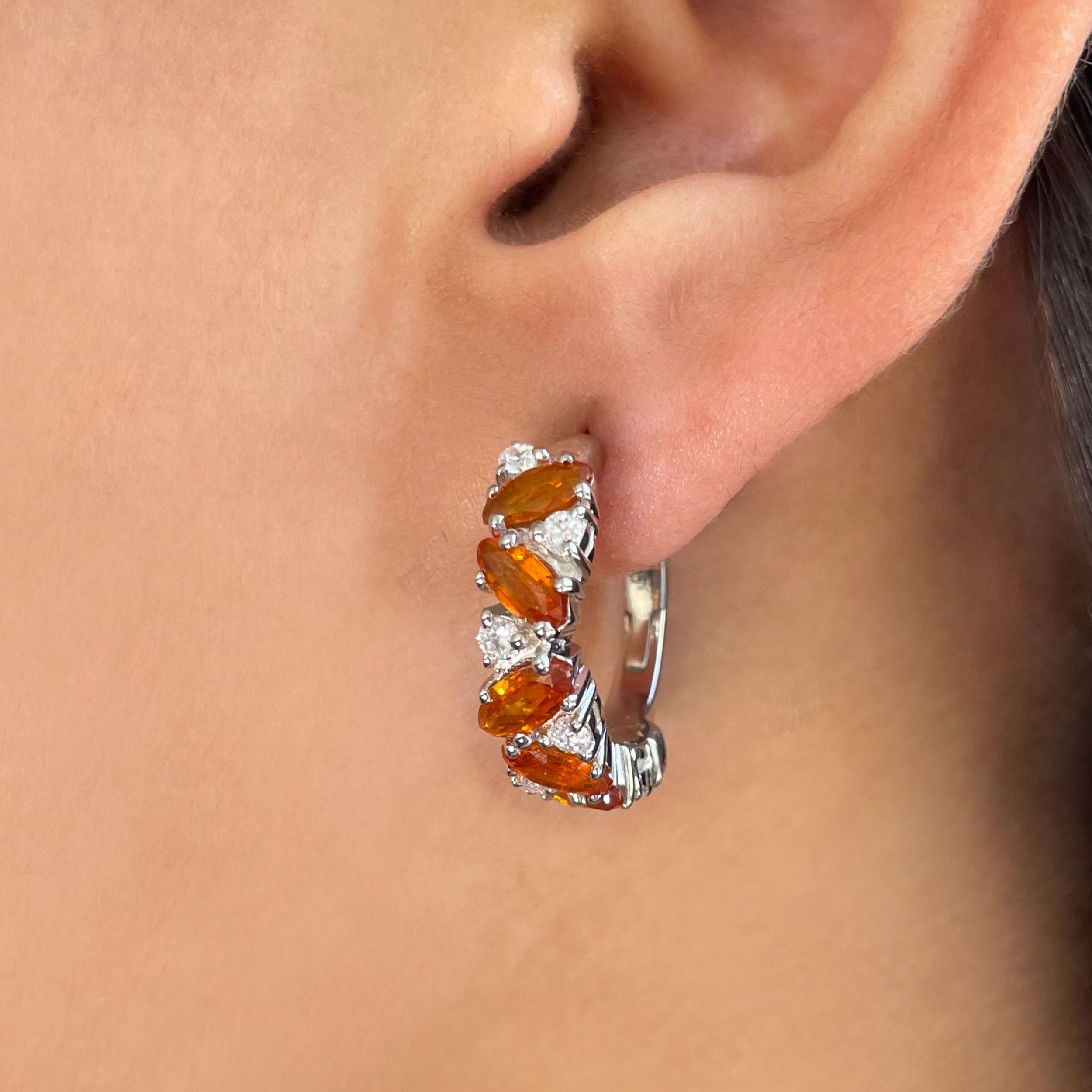 Orange Kyanite Hoop Earring-(KYN-SE-1405-O.)