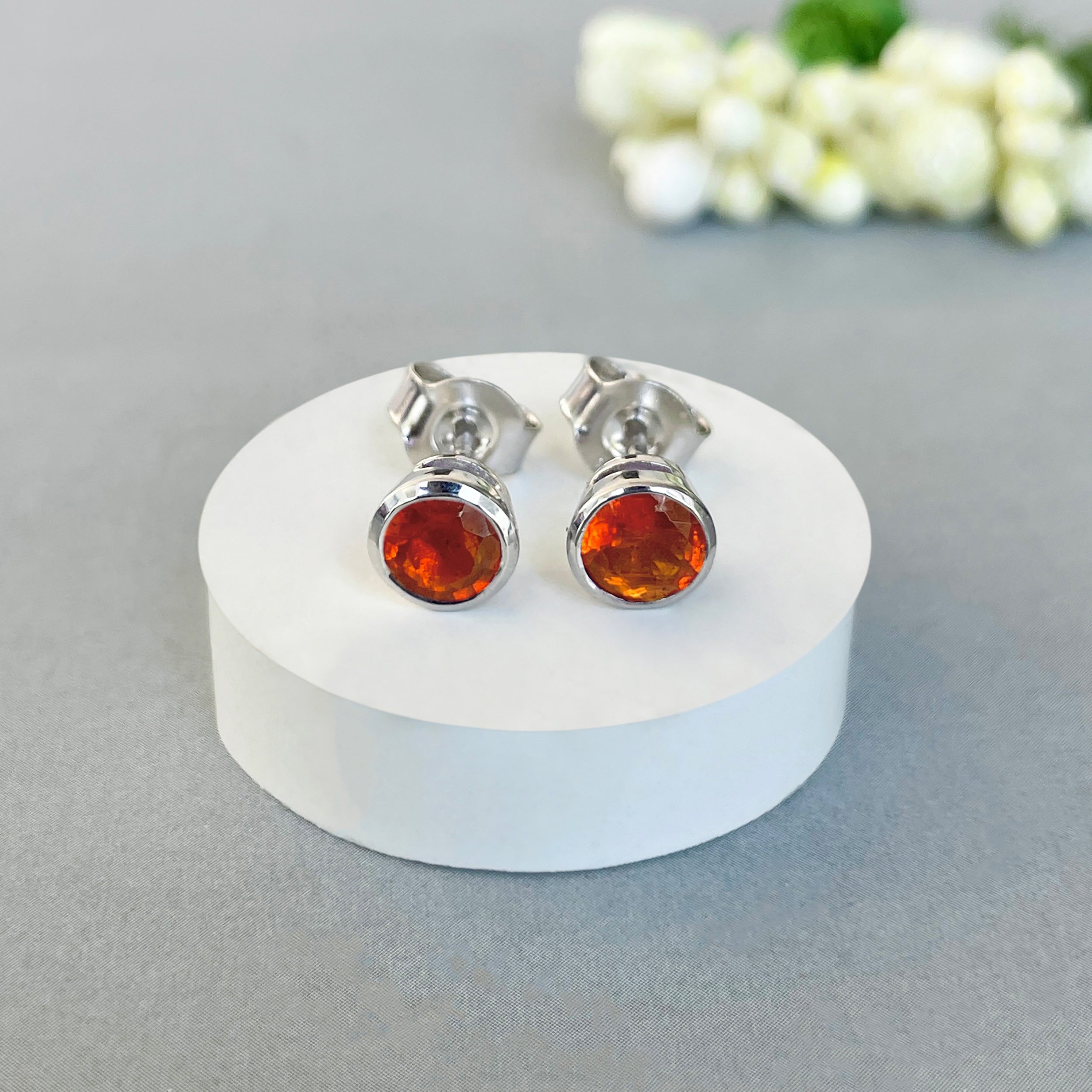 Orange Kyanite Stud Earring-(KYN-SE-1425-O.)