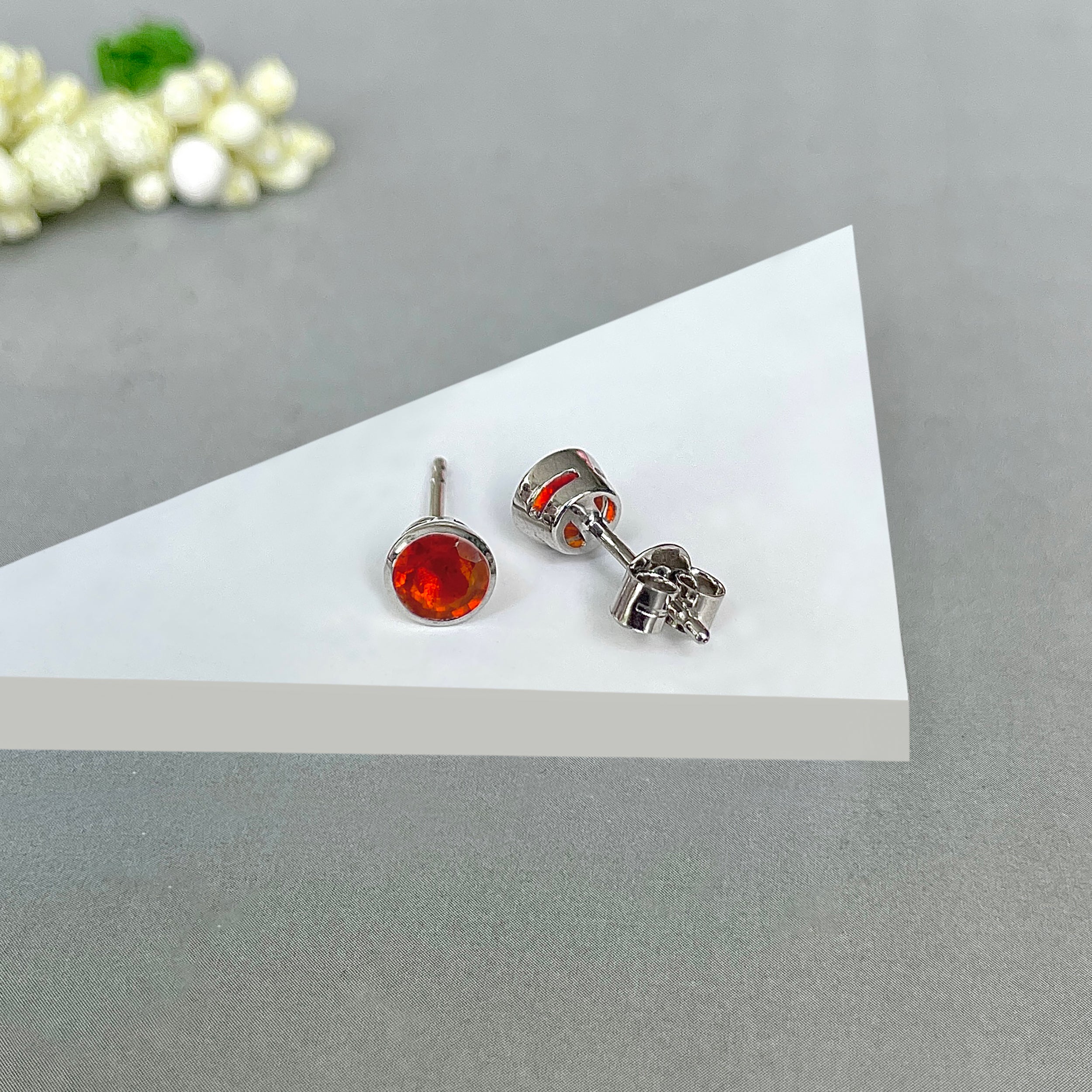 Orange Kyanite Stud Earring-(KYN-SE-1425-O.)