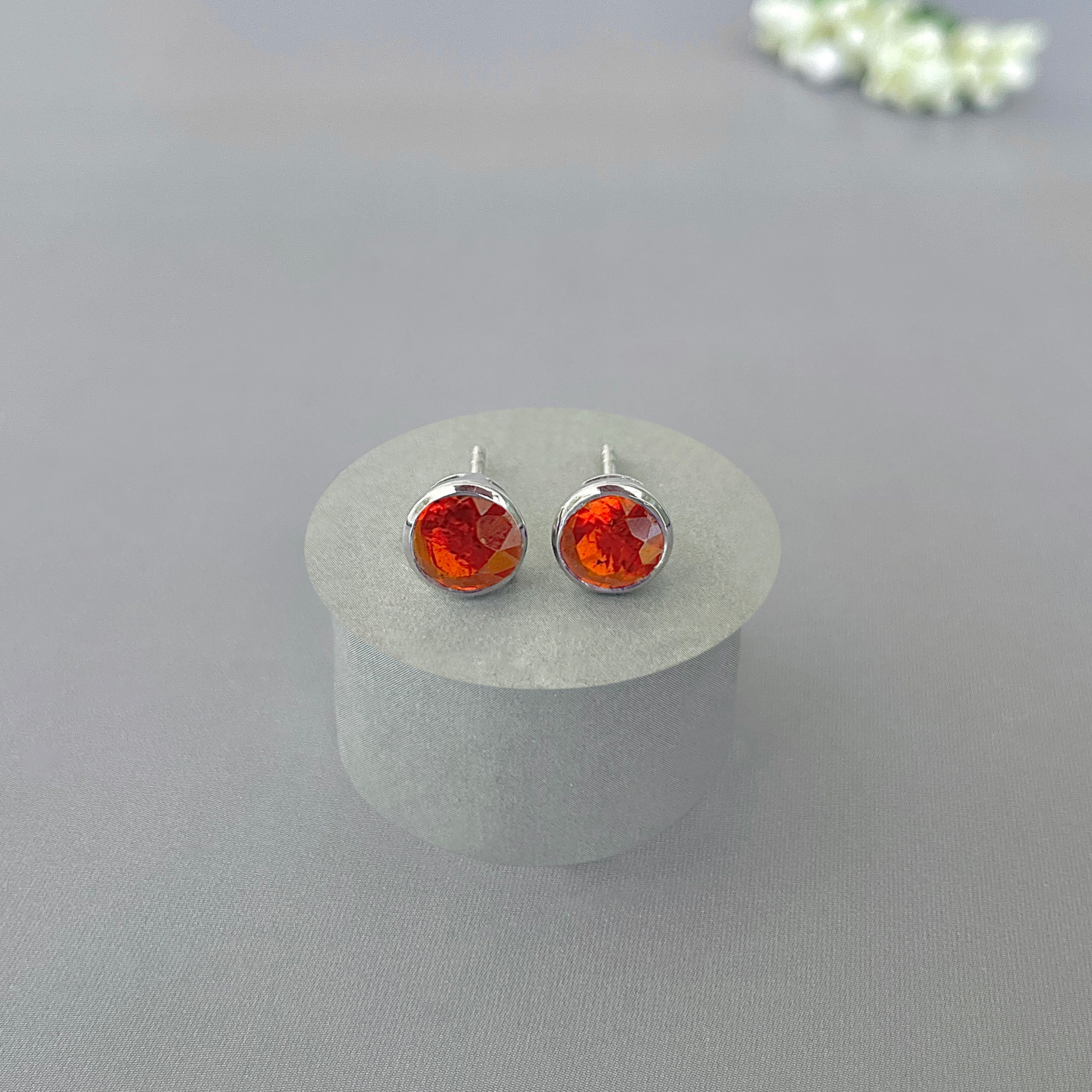 Orange Kyanite Stud Earring-(KYN-SE-1426-O.)