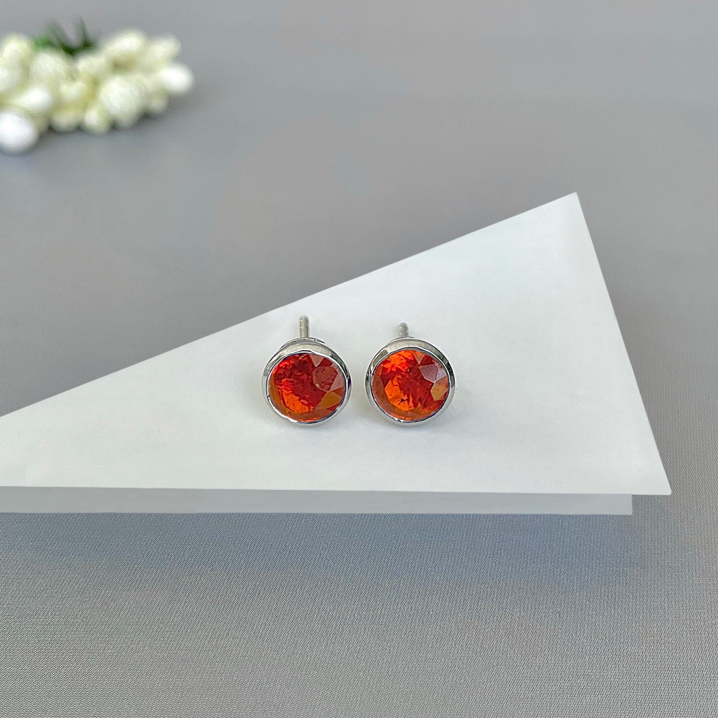 Orange Kyanite Stud Earring-(KYN-SE-1426-O.)