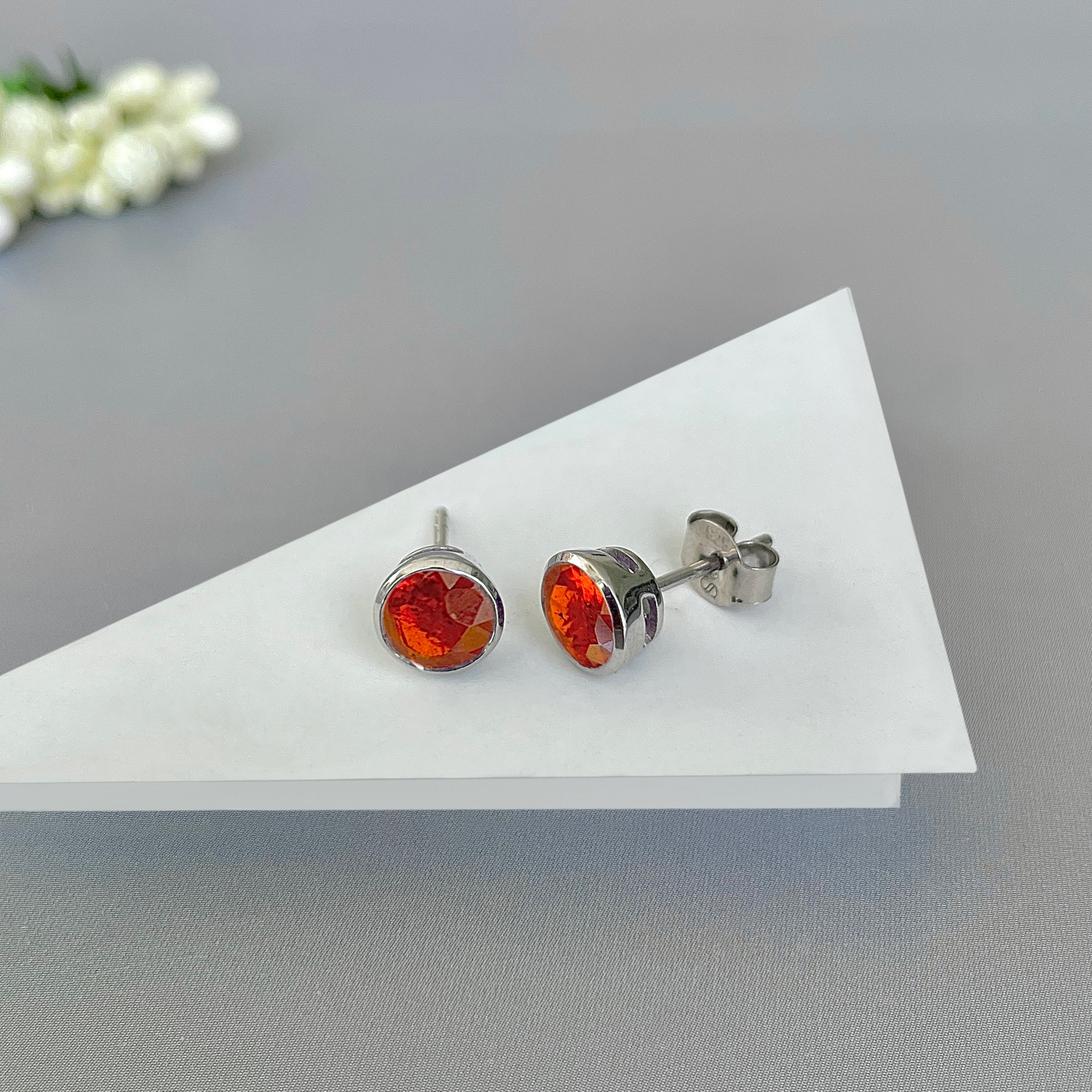 Orange Kyanite Stud Earring-(KYN-SE-1426-O.)