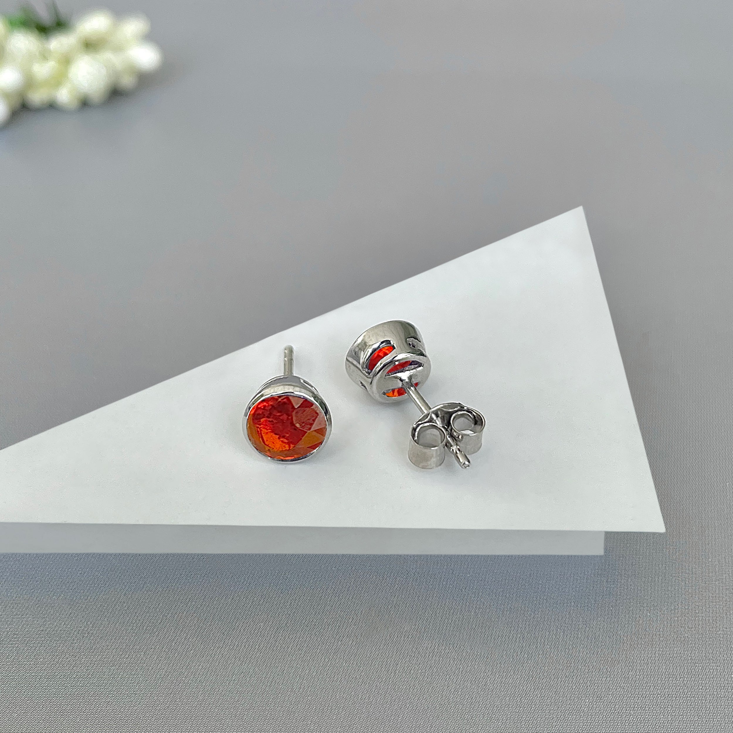 Orange Kyanite Stud Earring-(OKY-SE-1426.)