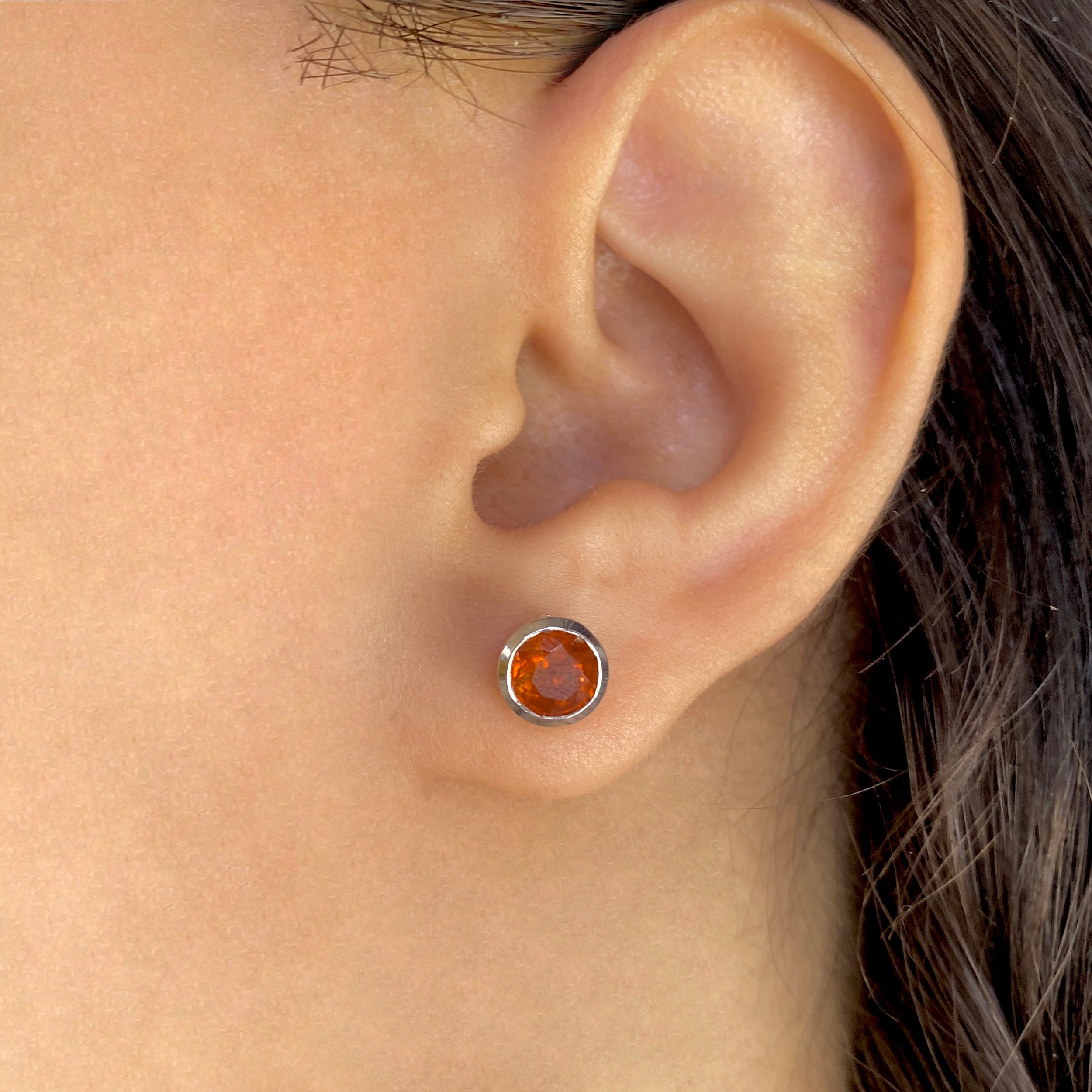 Orange Kyanite Stud Earring-(KYN-SE-1426-O.)