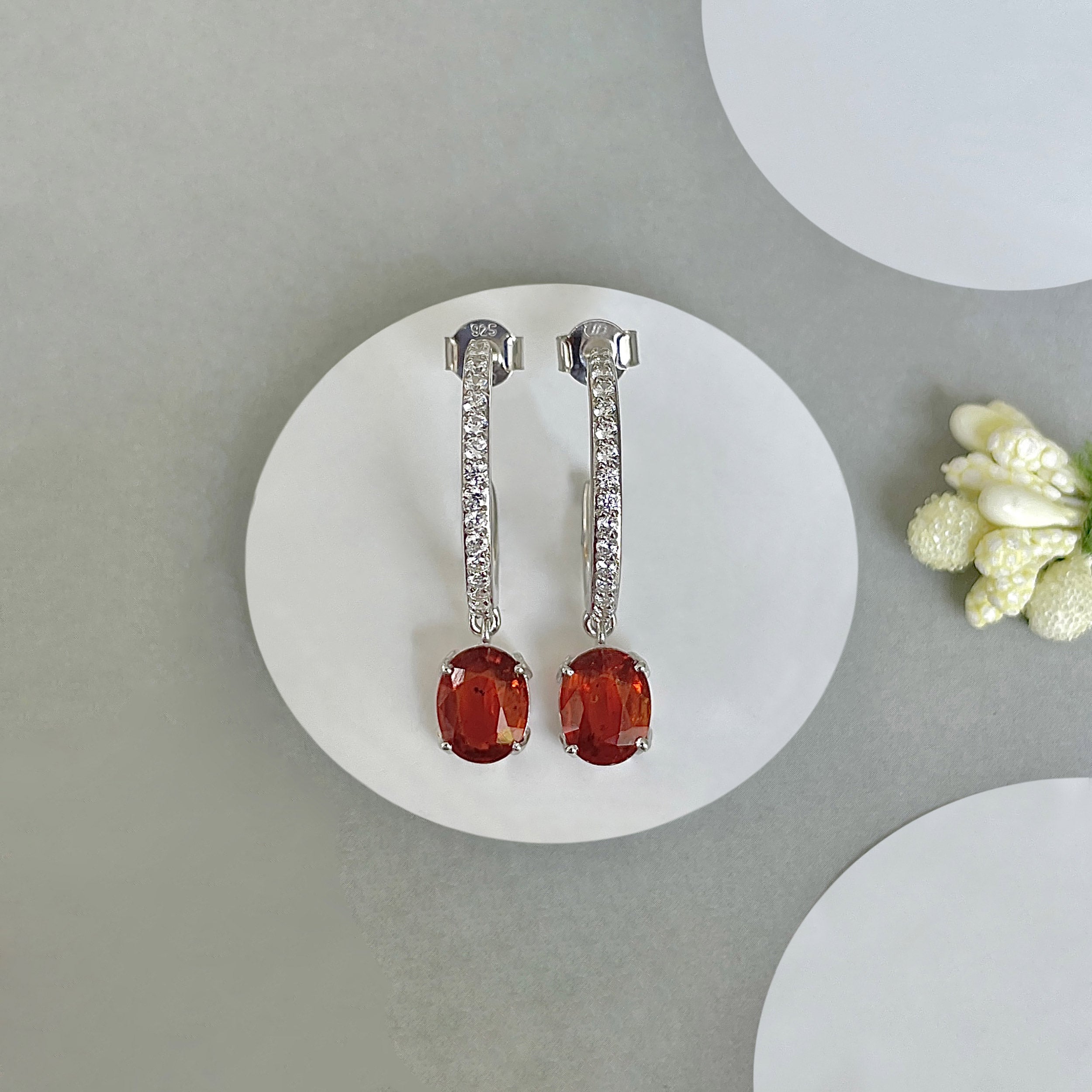 Orange Kyanite Hoop Earring-(KYN-SE-1469-O.)