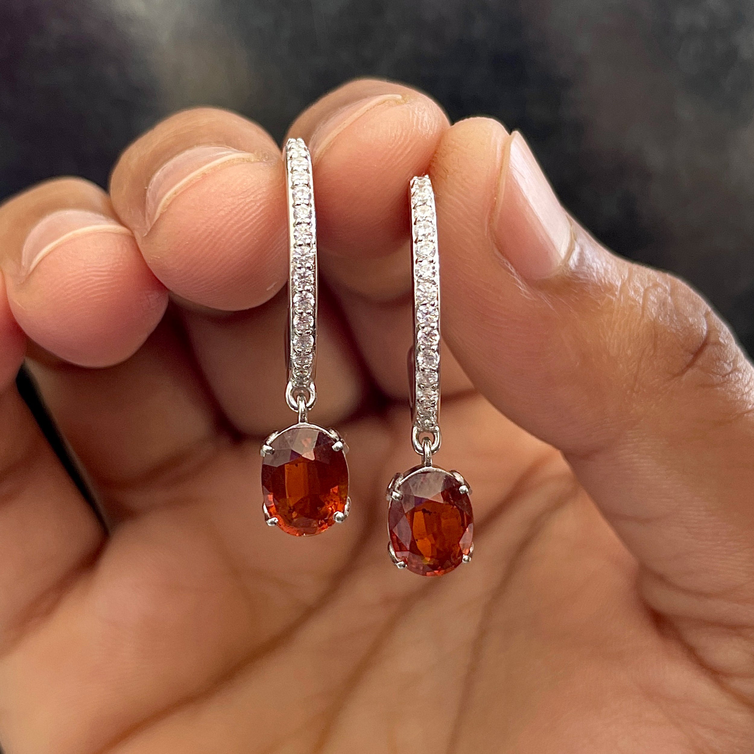 Orange Kyanite Hoop Earring-(KYN-SE-1469-O.)