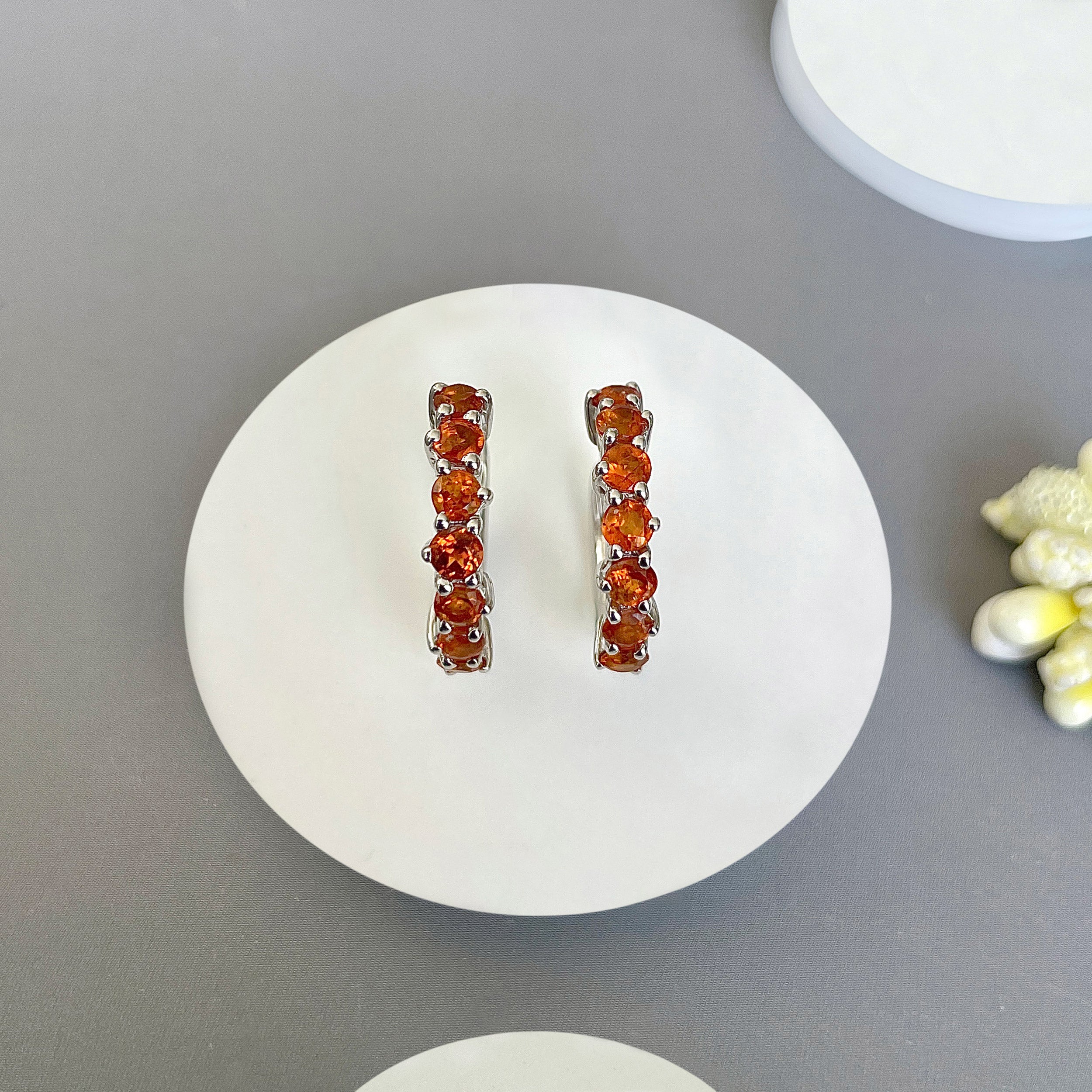 Orange Kyanite Hoop Earring-(KYN-SE-1473-O.)