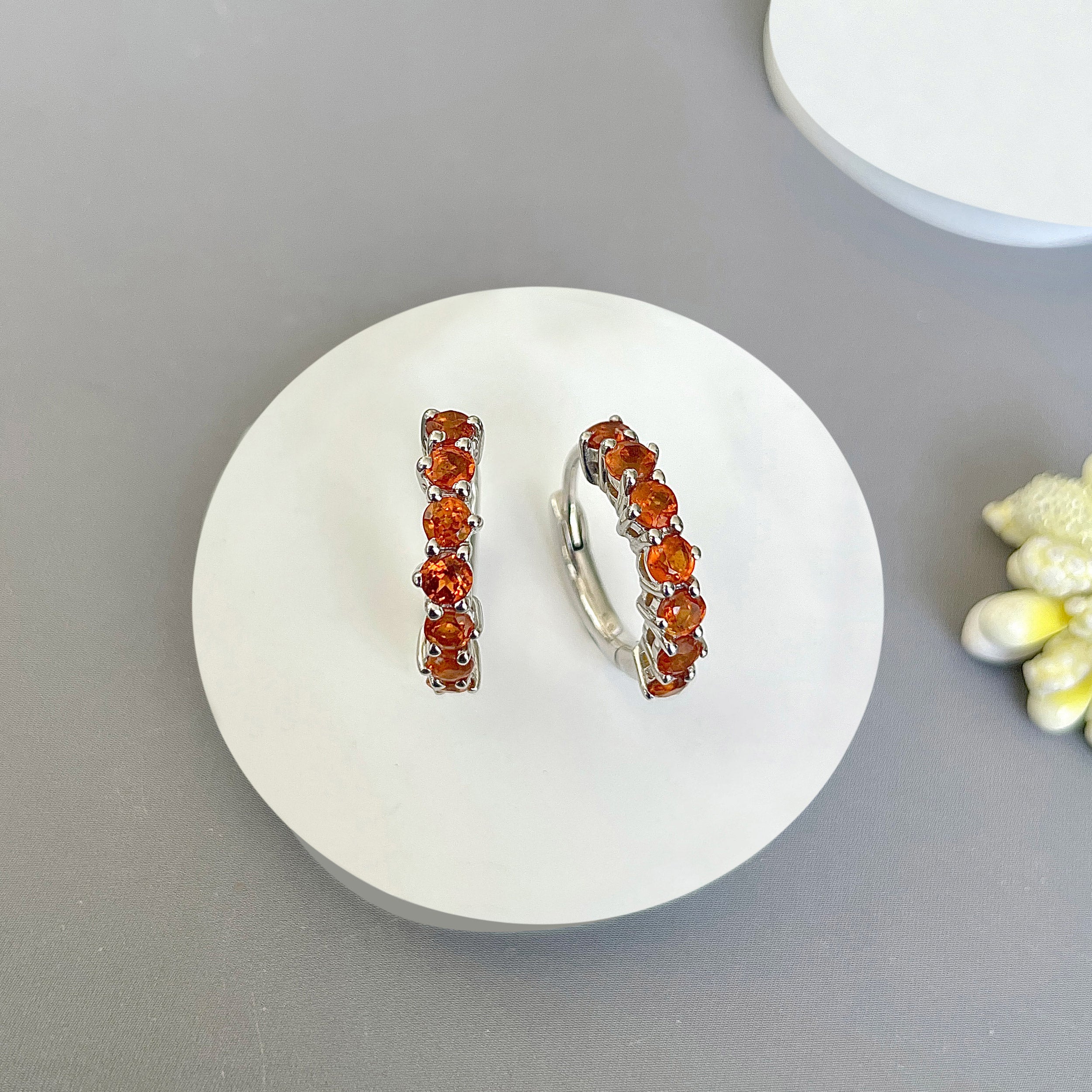 Orange Kyanite Hoop Earring-(KYN-SE-1473-O.)