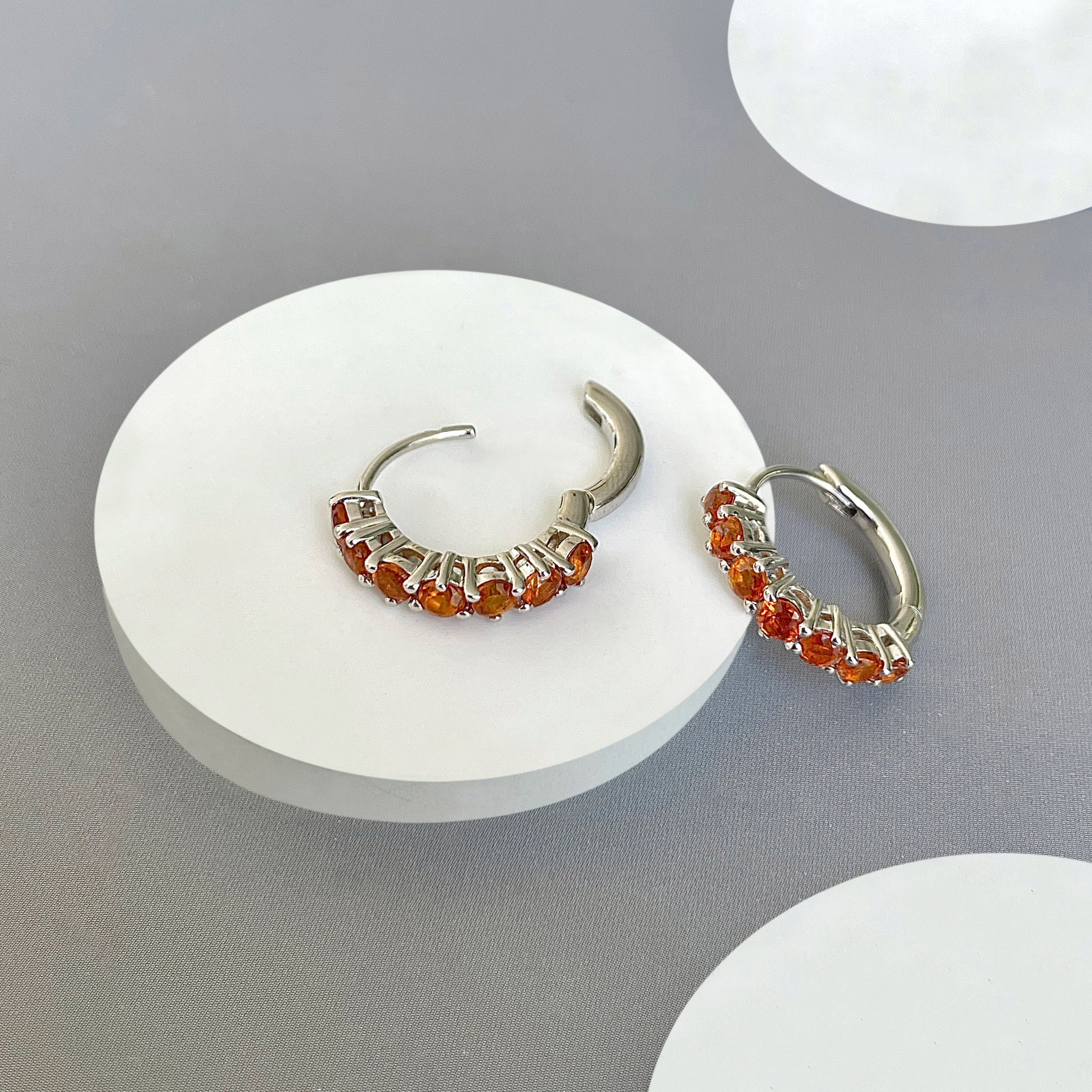 Orange Kyanite Hoop Earring-(KYN-SE-1473-O.)
